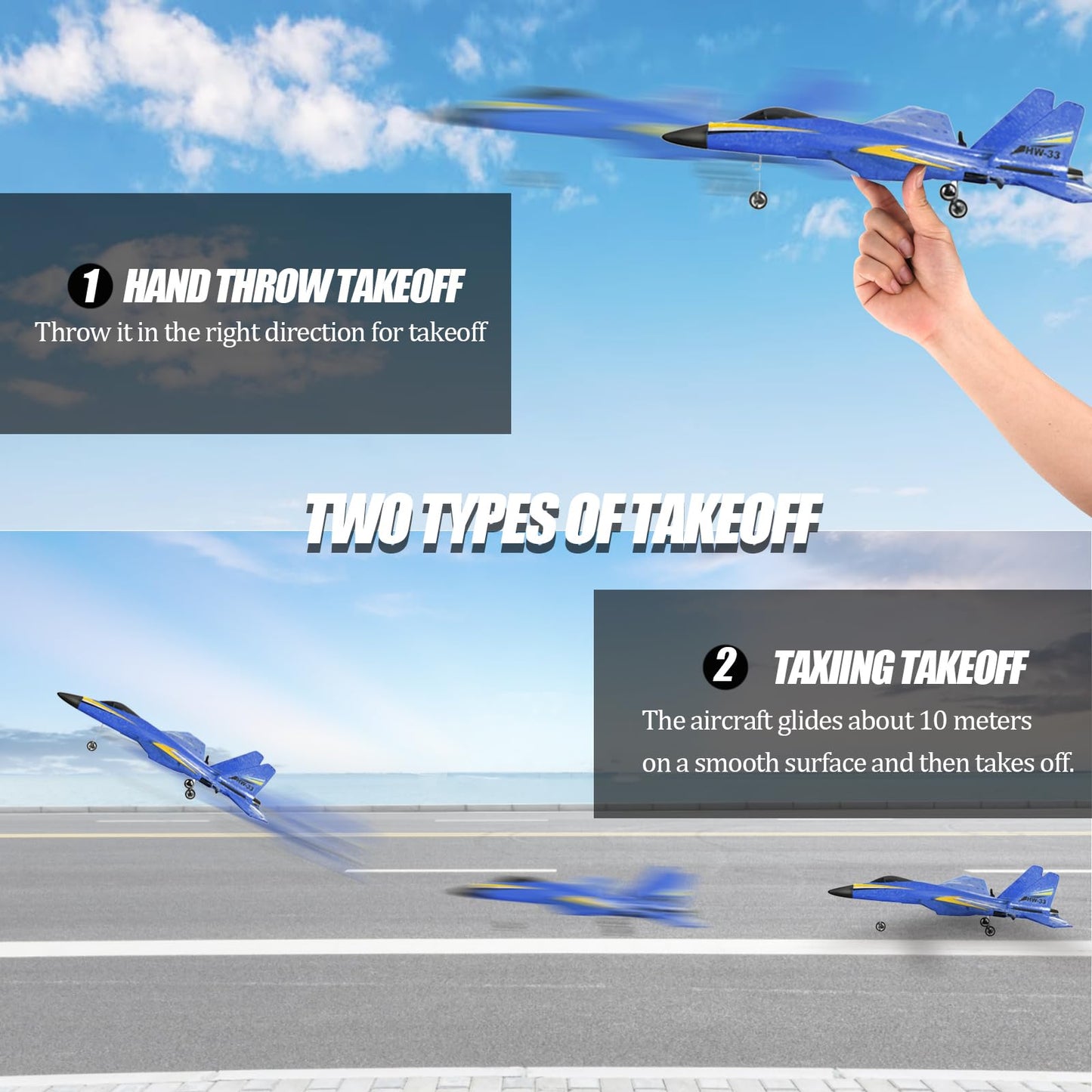 crohorizon Remote Control Airplane for Kids, 2 Channels Foam RC Planes Jet Wireless Toy,Hobby RC Glider Aircraft for Beginners Teen Boys Girls Adult Blue