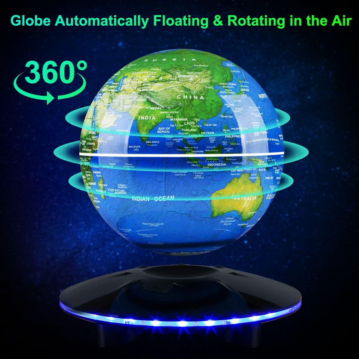 Magnetic Levitation Globe, Levitation Globe with LED Lights; Office Home Art Desktop ; Great for your decorative gifts.