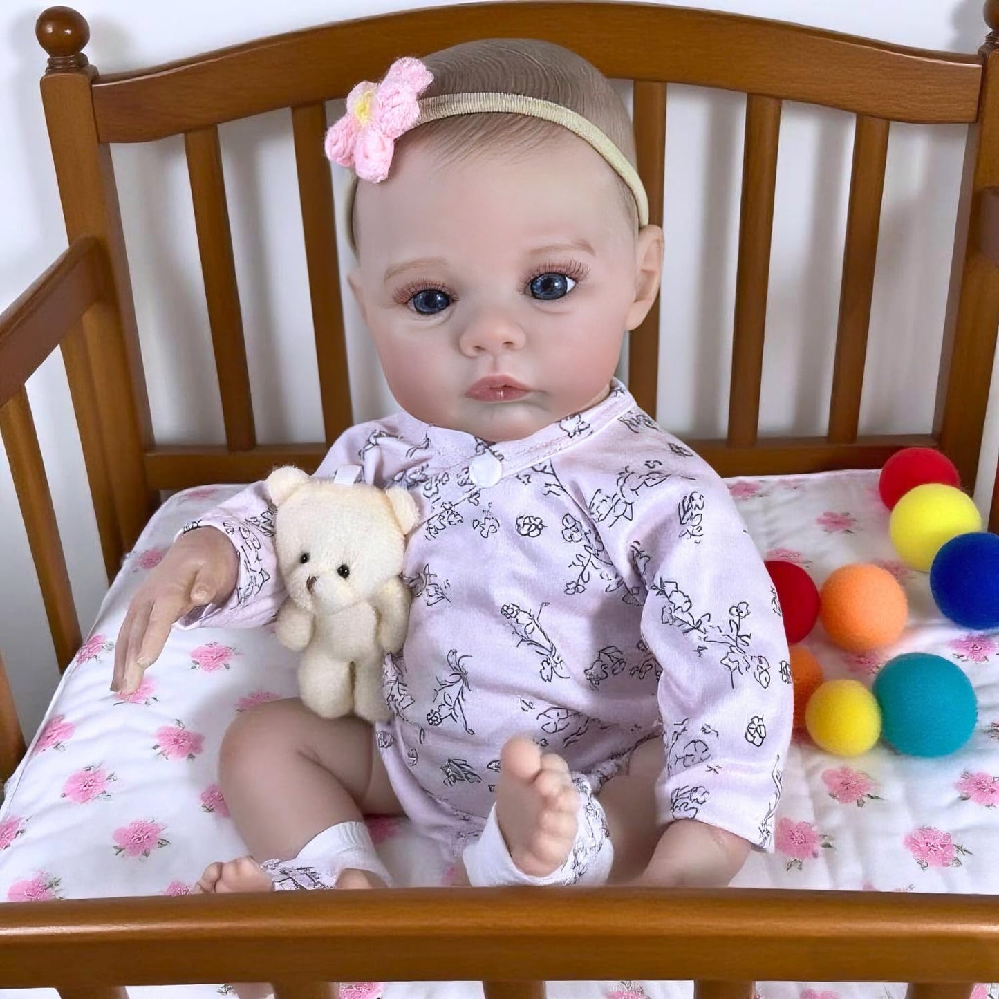 MRB Realistic Baby Dolls Girl, 18 Inch Full Vinyl Reborn Baby Doll with Posable Limbs, Lifelike Real Life Baby Dolls Newborn Washable, with Accessories for 3+ Years Old Kids