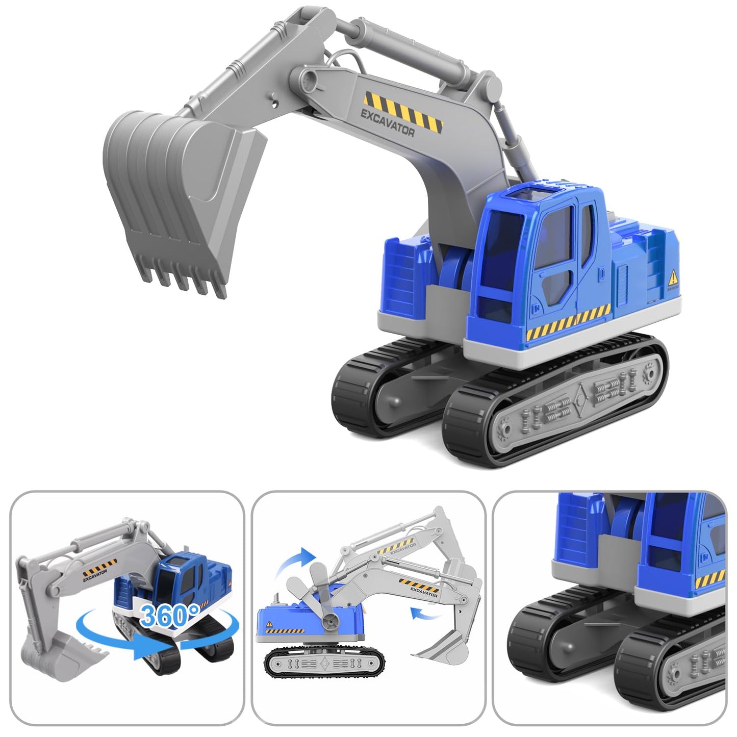 DOWELLIN Transports Trucks Kids Toys, 22" Large Semi Truck Toy Carrier and Excavator Truck with Sound&Light,Friction Powered Cars Toys Birthday for Boys Girls 3 4 5 6 7 8
