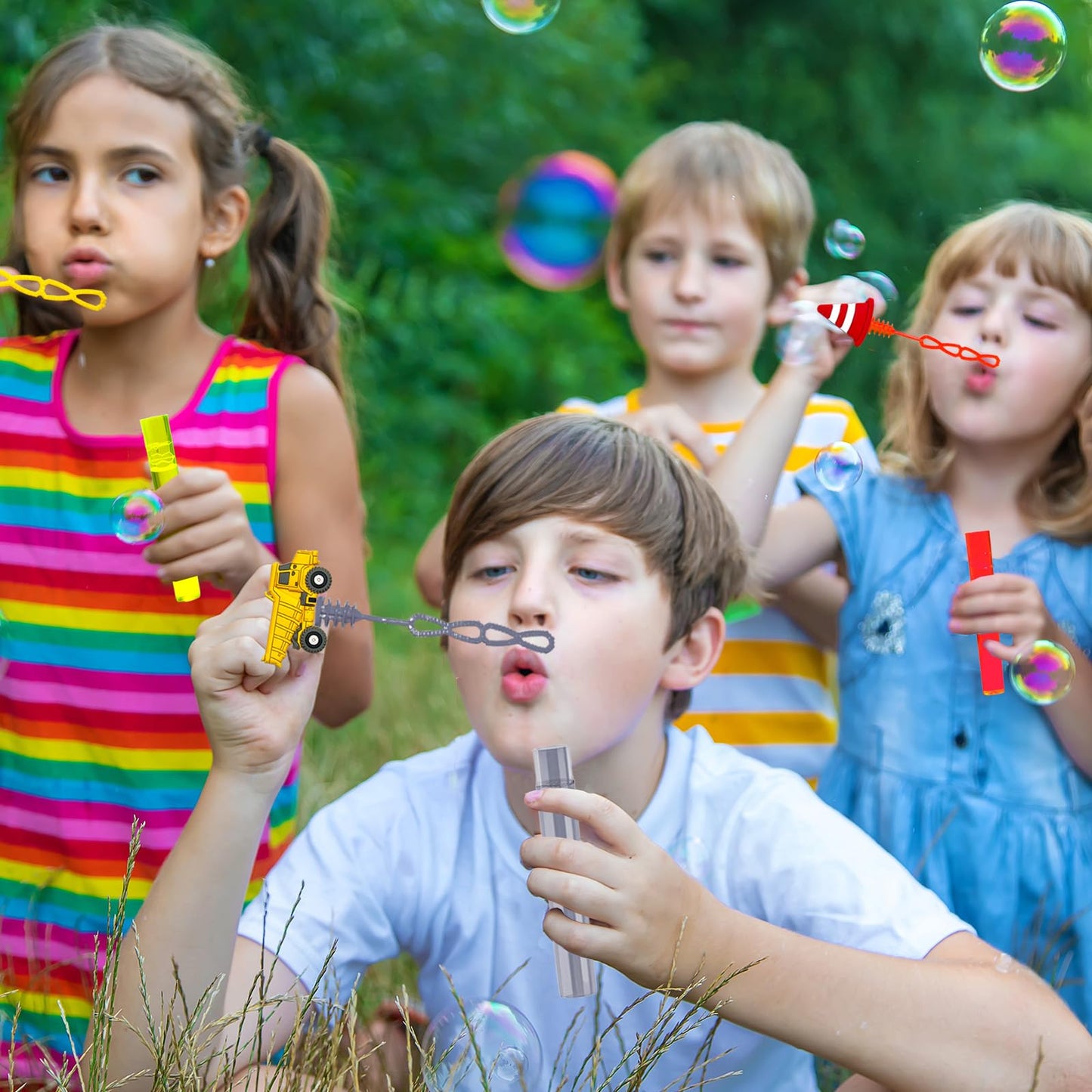 QZCPGP Construction Party Favors,24Pcs Construction Bubble Wands for Kids Birthday Party Supplies,Baby Shower Prizes Pinata Goodie Bag Stuffers Gift