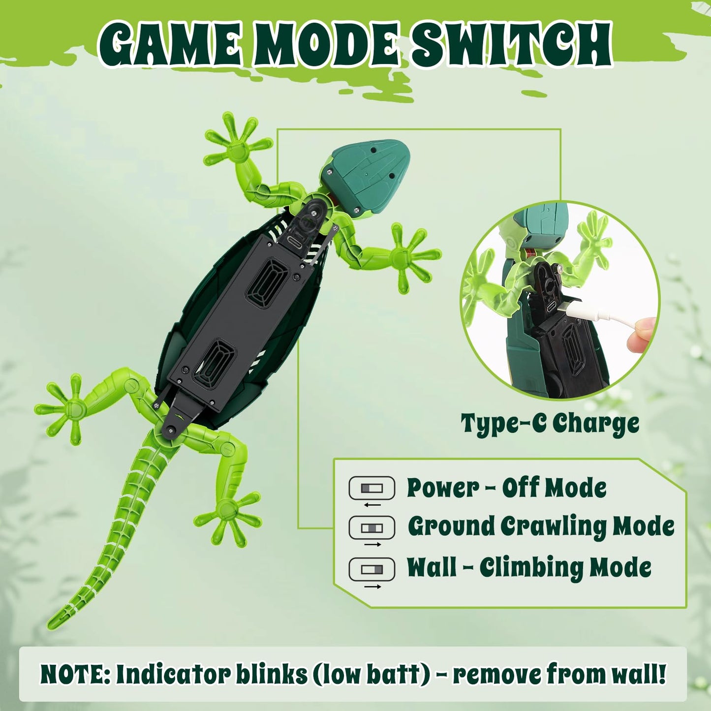 HYES Wall Crawler Gecko, Remote Control Robot Toys, Rechargeable RC Animals Toy, Realistic Wall Crawling Halloween Birthday Gifts for Boys Girls Ages 4-8 6-8