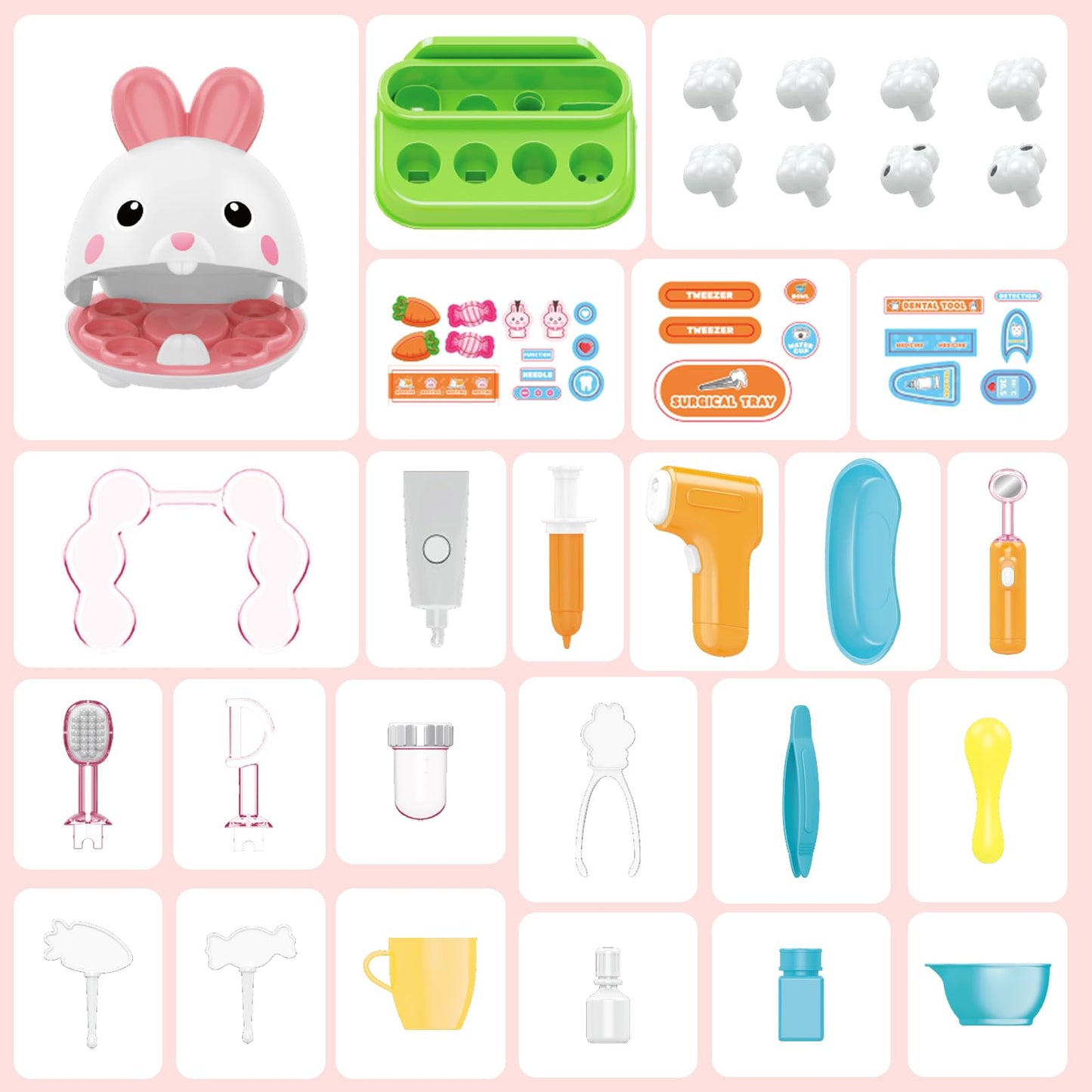 Easter Gifts for Kids - 31 Pcs Dentist Kit for Kids 3-5 Pretend Play Kit Toys for Role Play Pretend Playset Kit for Toddlers - Easter Basket Stuffers for Children