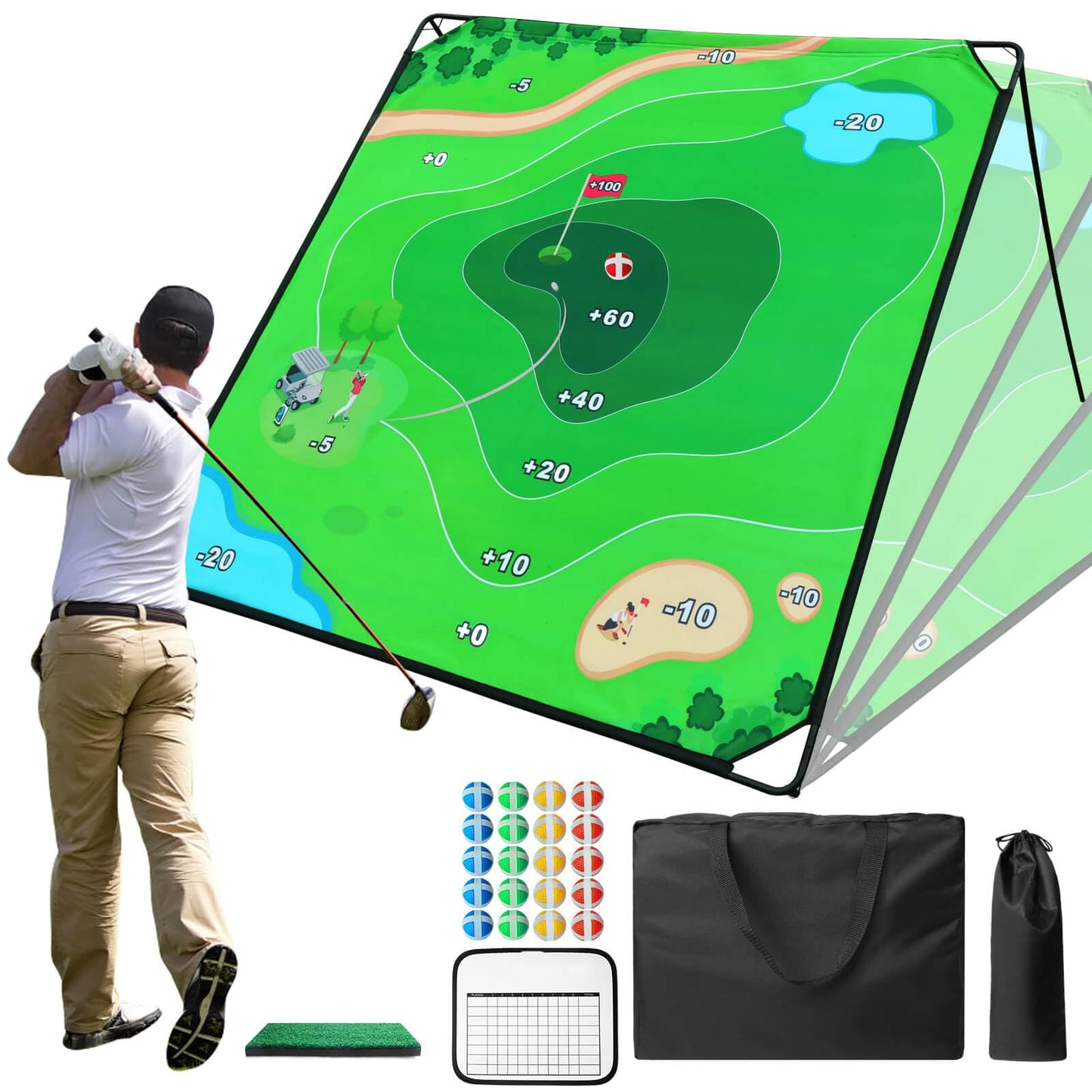 KEMLDIVS Golf Chipping Game Set, 71"x71" Golf Game for Battle Outdoor, Chipping Pong for Backyard with Sticky Balls & Storage Bag