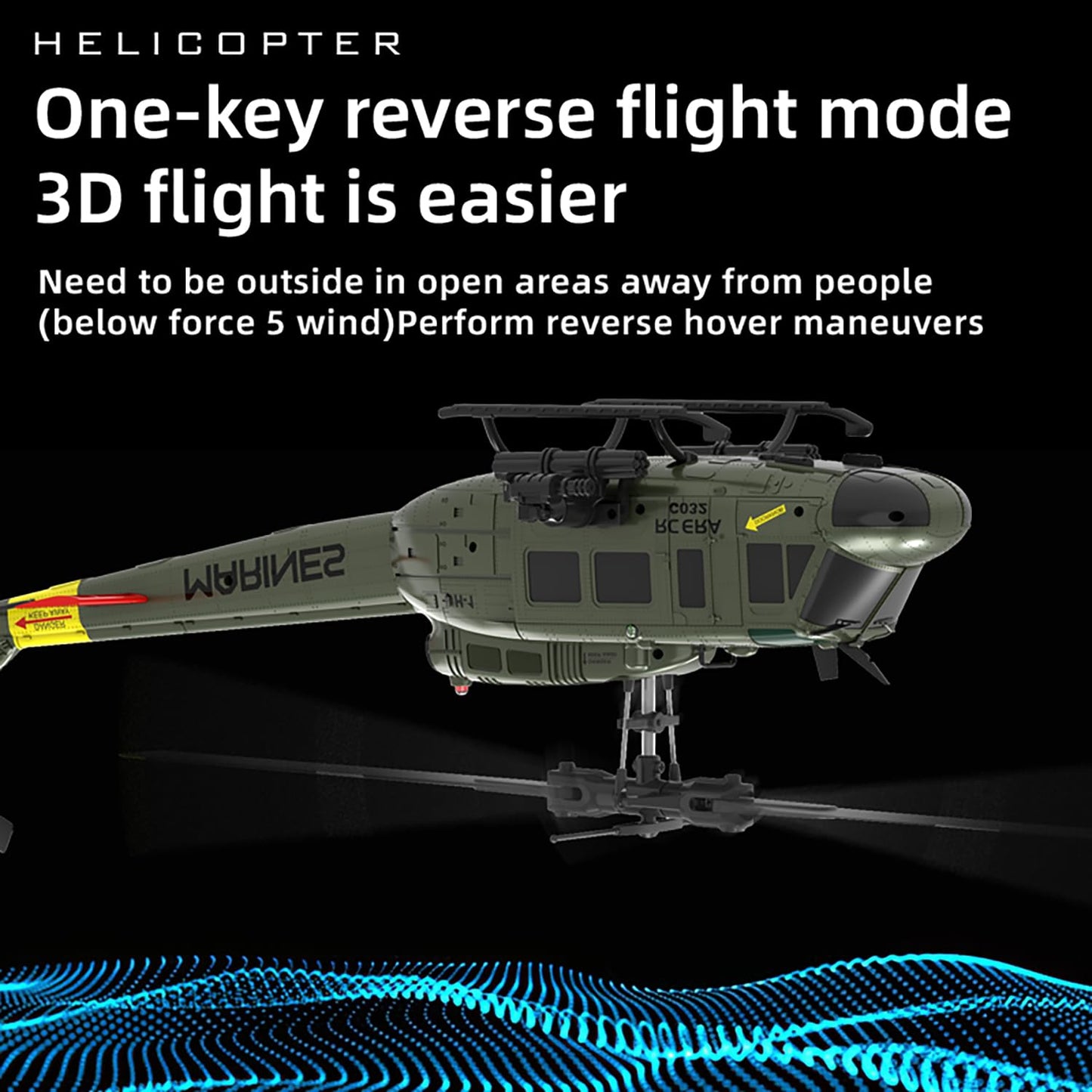 Ssccgym 315MM UH-1 Remote Control Helicopter Aircraft for Adults Expert 6CH C032 RC Heli Maintain Altitude Brushless Motor/Optical Flow Positioning/Fly Upside Down 3D Rolling (RTF 2Battery)