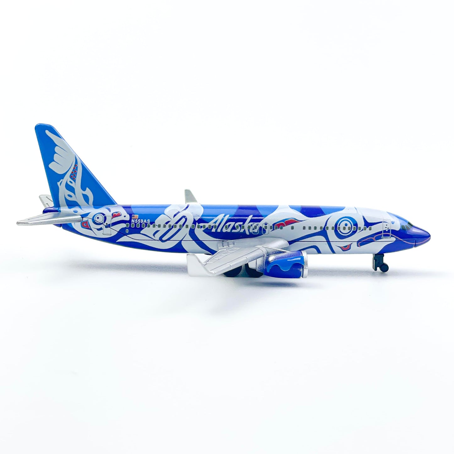 WngAur Airplane Model, Alaska Fishprint Painting Aircraft Livery, Die-cast Metal Planes Suitable for Collection and Desktop Decor