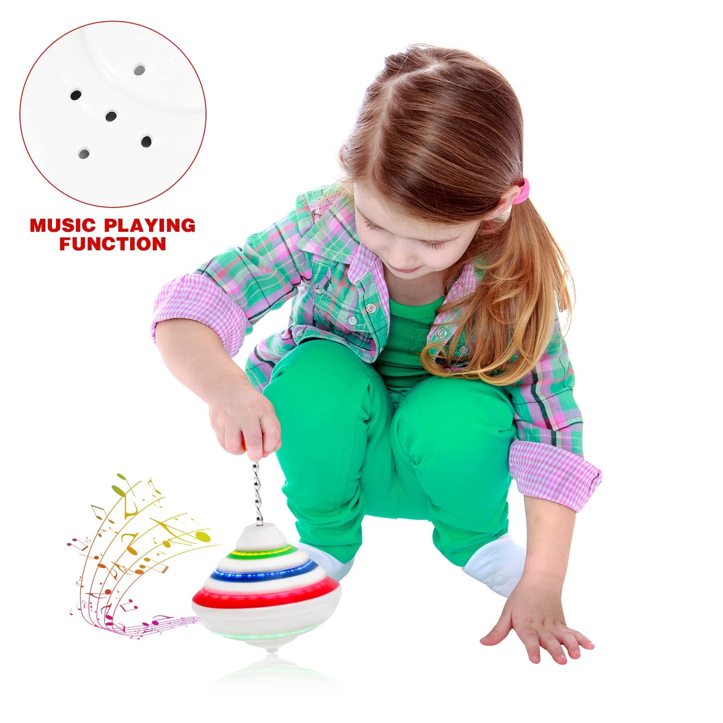 PATKAW Musical Spinning Top for Kids with LED Lights and Music, Light Up Spinning Toy for Toddlers, Interactive Sensory Gyroscope for Birthday Party Favors