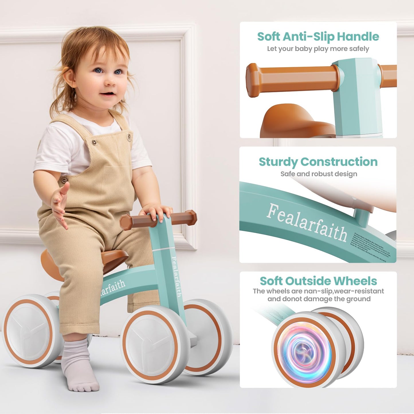 Baby Balance Bike for 1 Year Old Boys Girls, Toddler First Bike with 4 Colorful Lighting Wheels | 10-36 Month Toddler Balance Bike | First Birthday Gifts (Robbin's Egg Blue)