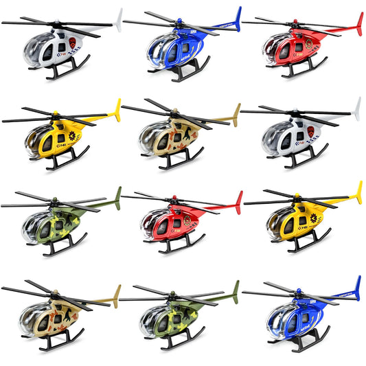Tcvents 12PCS Diecast Helicopters Toy, Mini Alloy Toy Helicopter for Kids 3 4 5 6 7 Years Old, Small Toys Airplane Military Model Planes for Toddlers Boys 3-8 Years Birthday Gift Party Favors