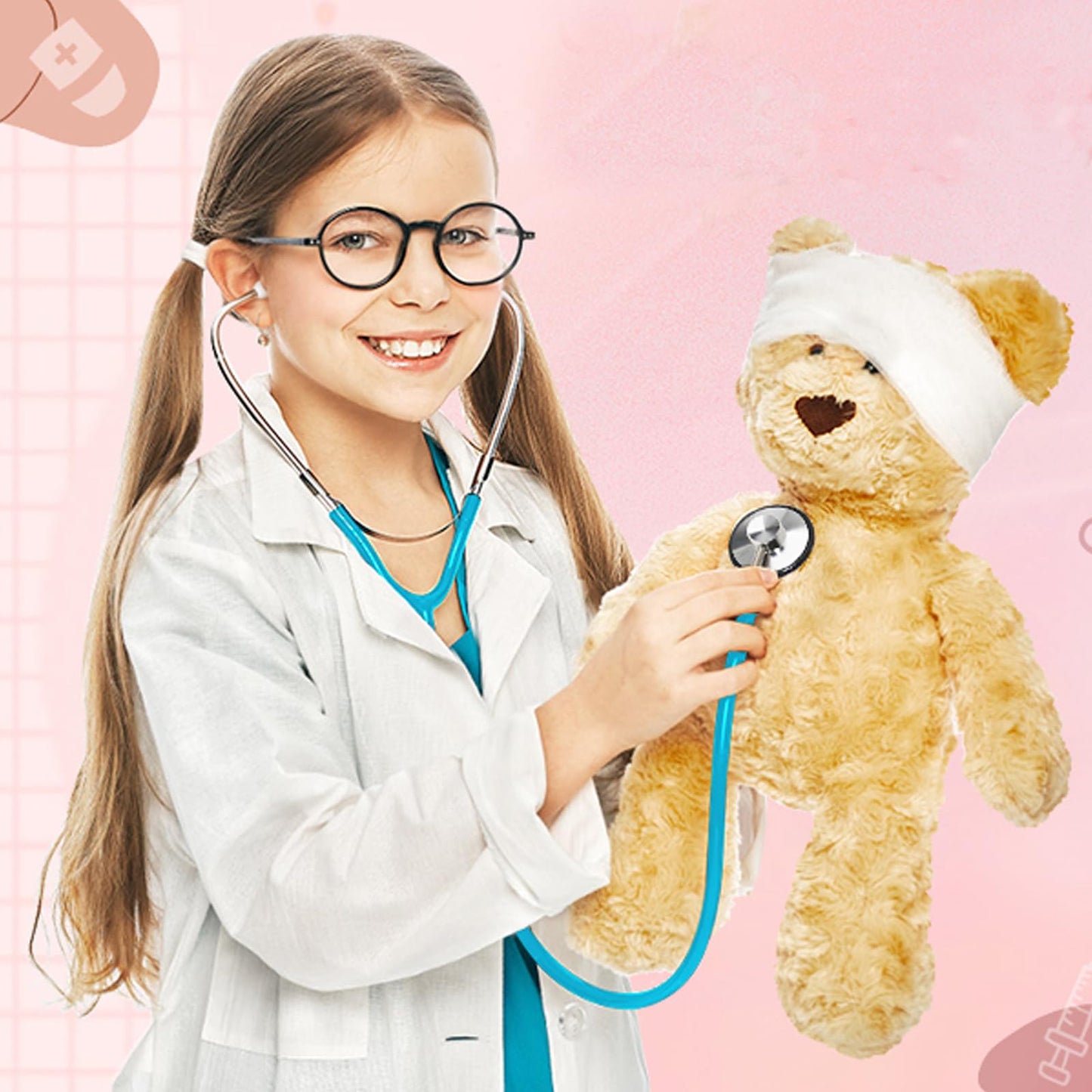 ERDOGLY Kids Stethoscope, 2 Pack Real Working Nursing Stethoscope for Kids Role Play, Toddler Doctor Play Set for Boys Girls, Toy Medical Kit Nurse Cosplay Costume Accessories, Blue