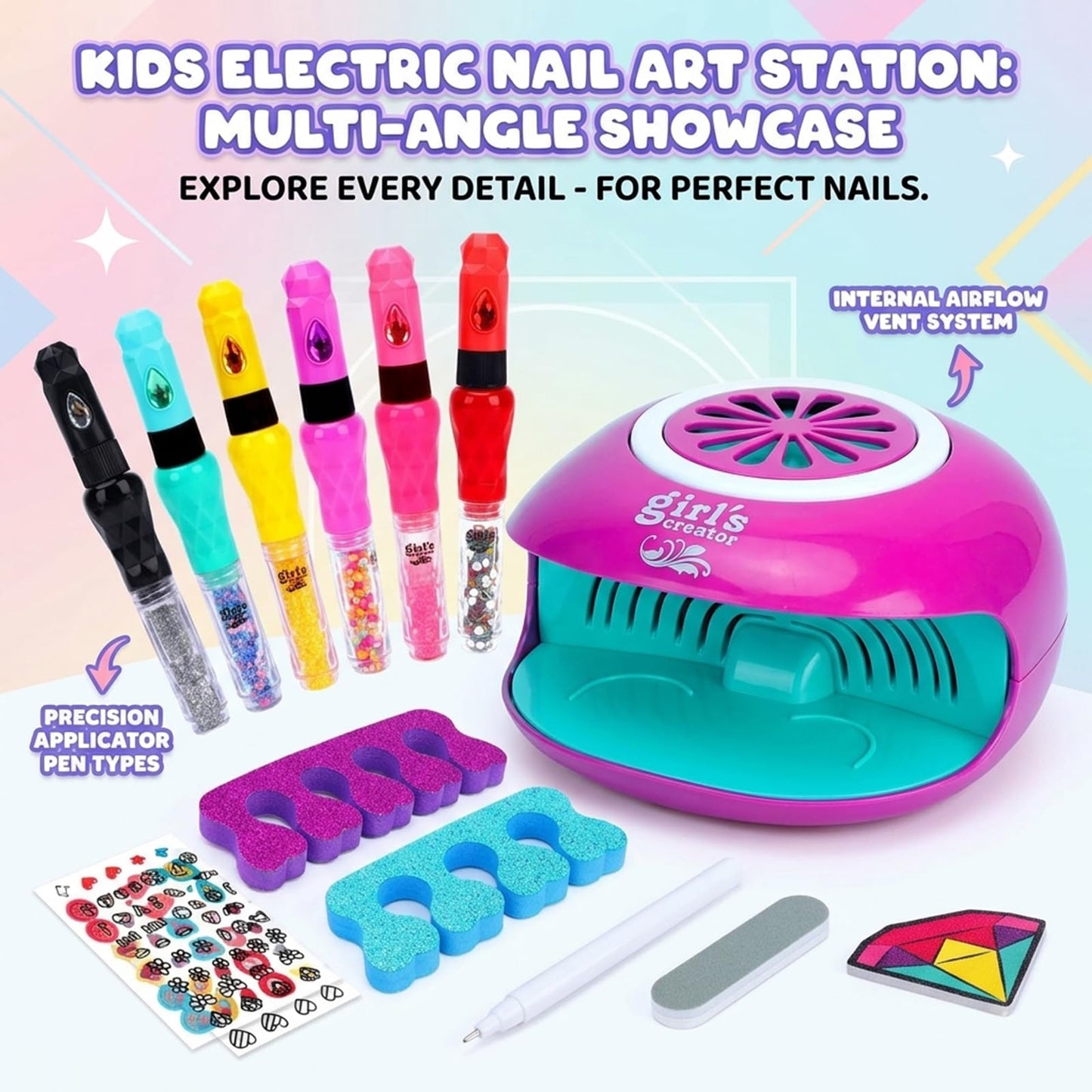 Nail Art Kit for Girls: Kids Nail Polish Set for Girls Toys Ages 8-12 Birthday Presents Gift Nail Set for Girl age 10-12丨Makeup Kit for Girl 10-12 Nail Art Studio