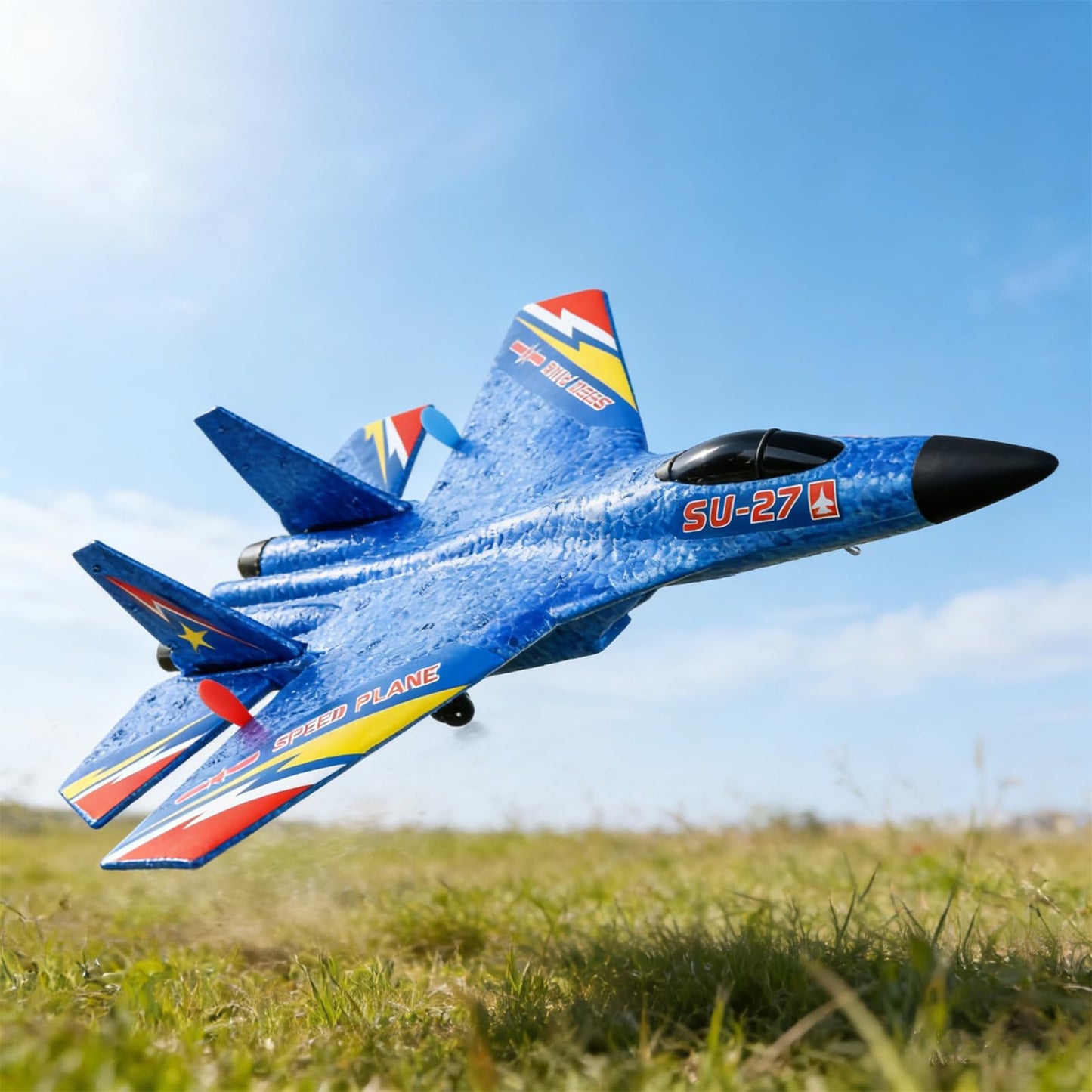 RC Fighter Jet, SU-27 RC Fighter Jet，Remote Control Airplane for Adults & Beginners, Durable Lightweight Foam RC Plane with Stable Flight for Outdoor Hobby Flying