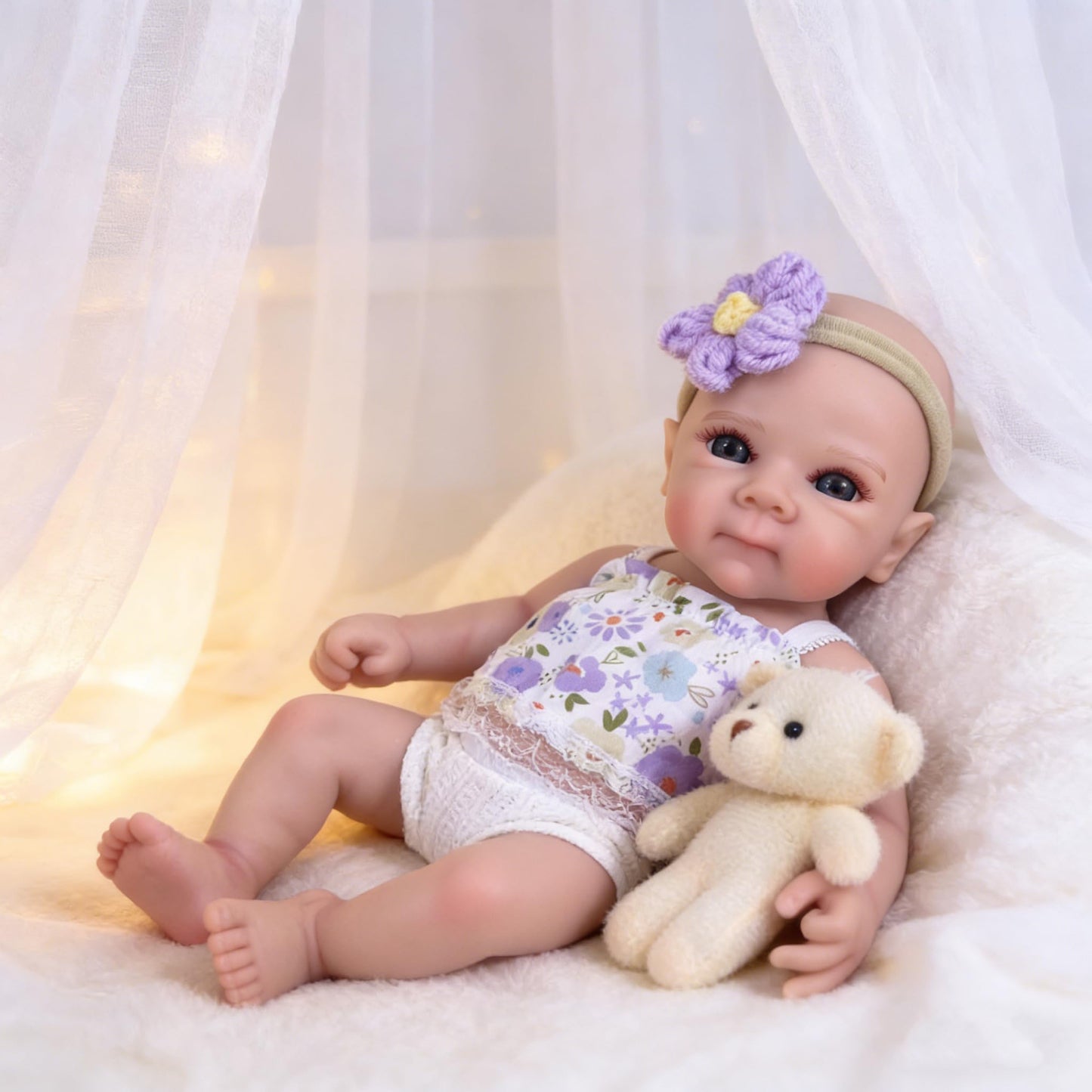 MRB Silicone Reborn Baby Dolls, 12 Inch Realistic Newborn Baby Dolls, Full Solid Silicone Reborn Washable Girl Doll Gift for Collectors & Kids Ages 3+