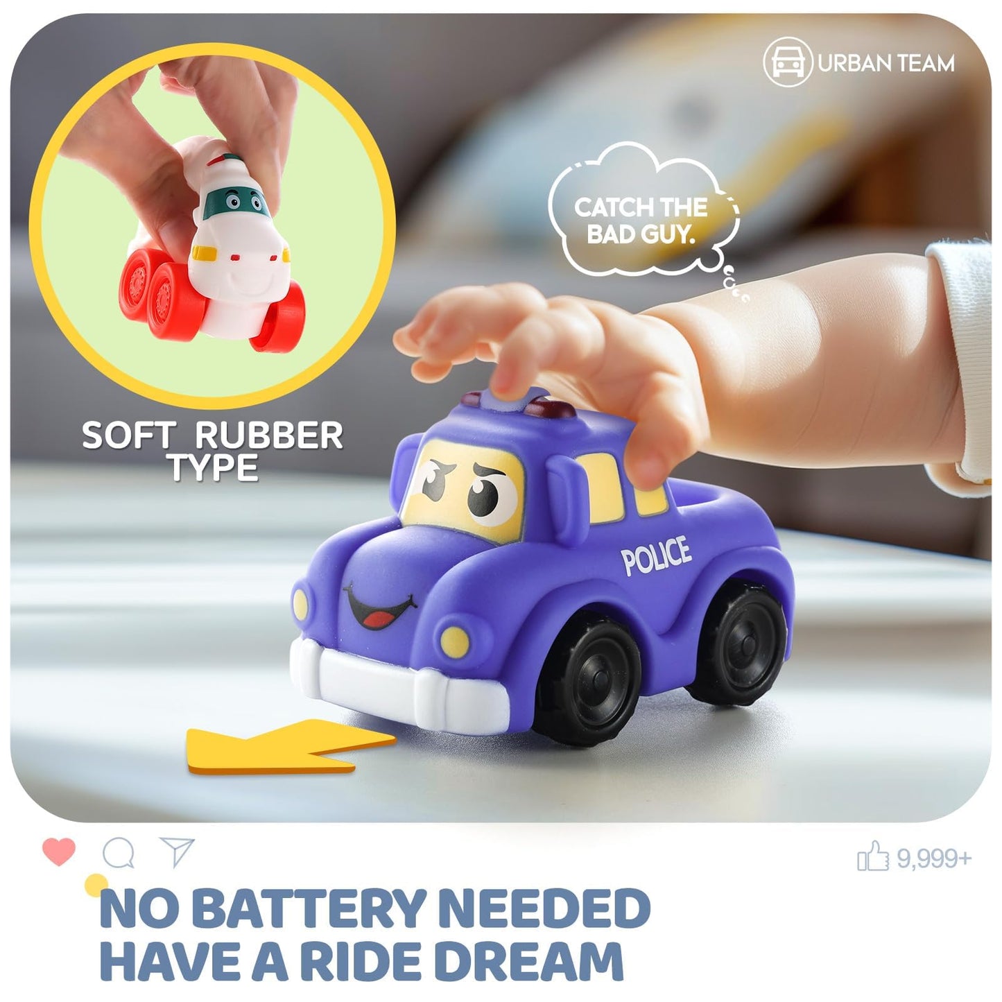 bessome Soft Rubber Toy Figure Car for 1 Year Old Boy with Playmat (Storage Bag)|12 PCS Cartoon Cars Baby Toys for 12-18 Months & Toddler Age 1-2|First Birthday|Gift for 1 2 3 Year Old Boy