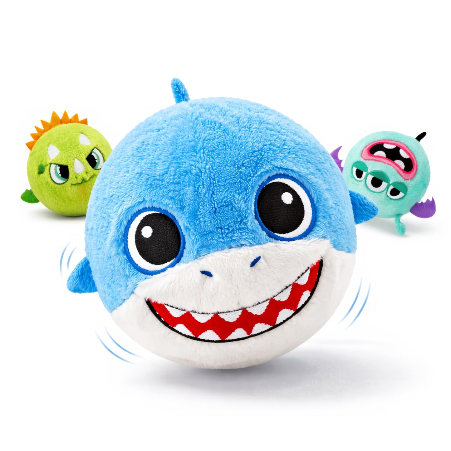 PlayZap Bouncy Balls 3" Big with Stuffed Animal 3 Pack - Soft Balls for Toddlers & Babies Plush Cover BPA-Free, Sensory Toys - Cute Bunny Shark Unicorn Design Ideal Gifts for Boys Girls