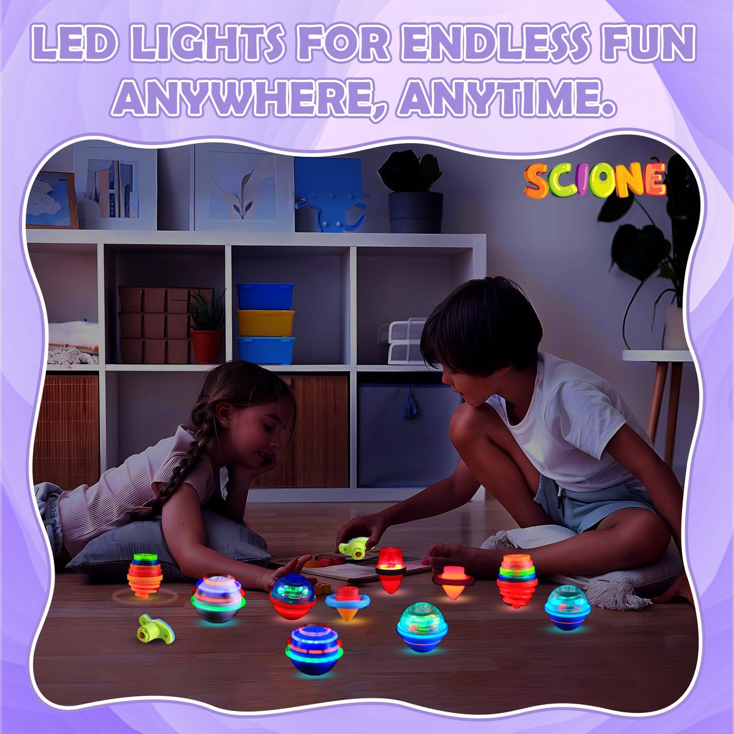 Kids Party Favors Toys, 10 Pcs LED Light Up Spining Tops, Easter Day Gifts Goodie Bag Stuffers Carnival Prizes School Classroom Rewards Treasure Box, Glow in The Dark Party Supplies1
