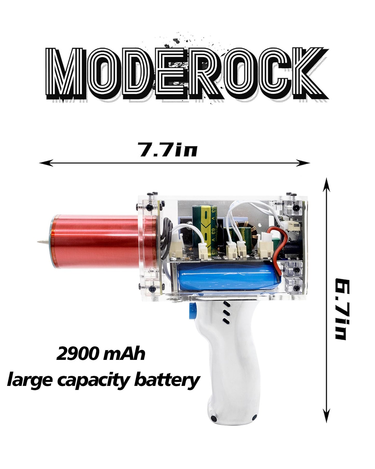 Tesla Coil Handheld Gun, Artificial Lightning, Portable Mini Spark Gap Arc Generator, for Science Physics Teaching Experiment Tool College High School Education DIY Toy (Regular Edition)
