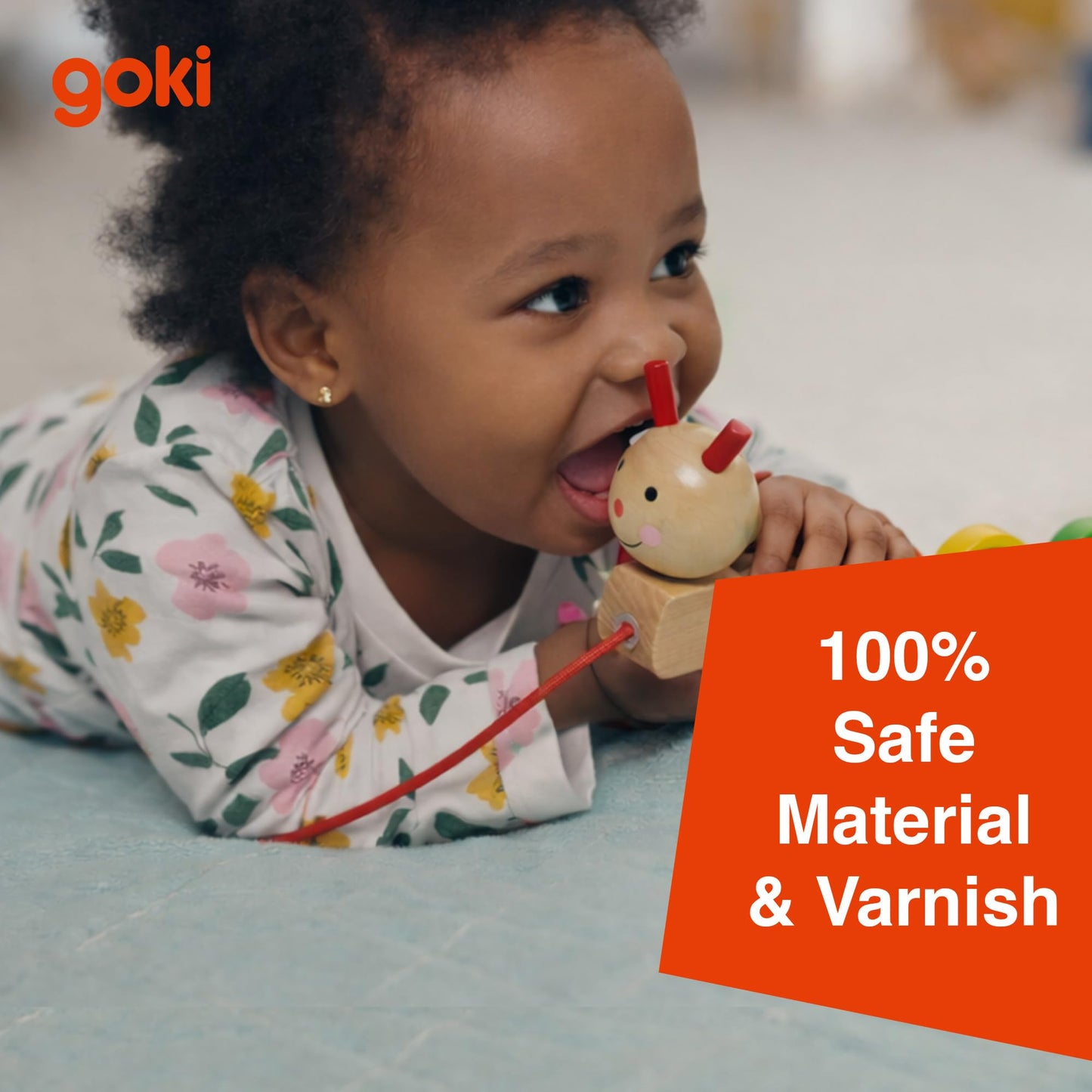 Goki Wooden Pull Toy Caterpillar NILA Montessori Toys for 1 Year Old I Baby Walking & Toddler Along String - Eco Friendly Wood Motor Skills Development I 1st Birthday Gifts - German Quality & Design