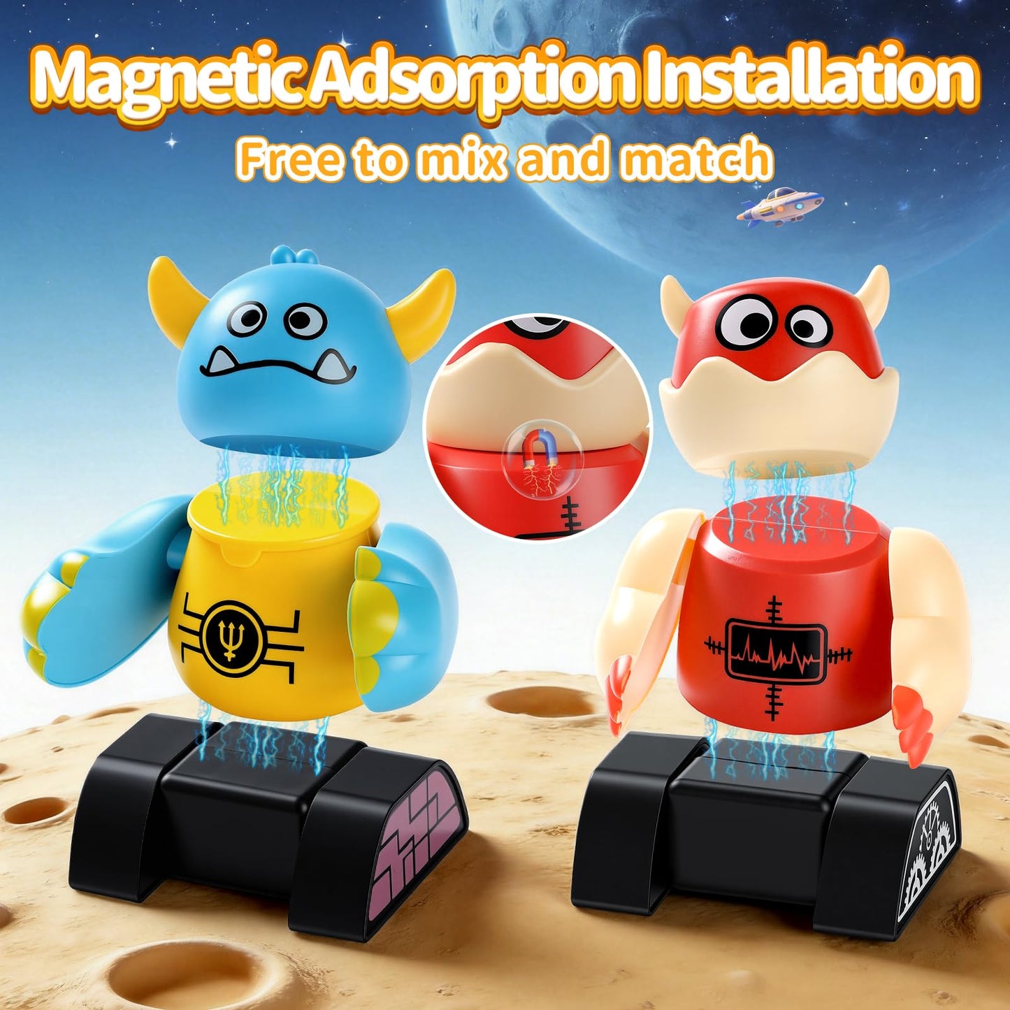 Haoshoon Magnetic Robot Building Toys for Kids 3-8, STEM Magnetic Monster Set, DIY Stacking Robots with Storage Box, Ideal Birthday for Boys Girls Age 3 4 5 6 7 8