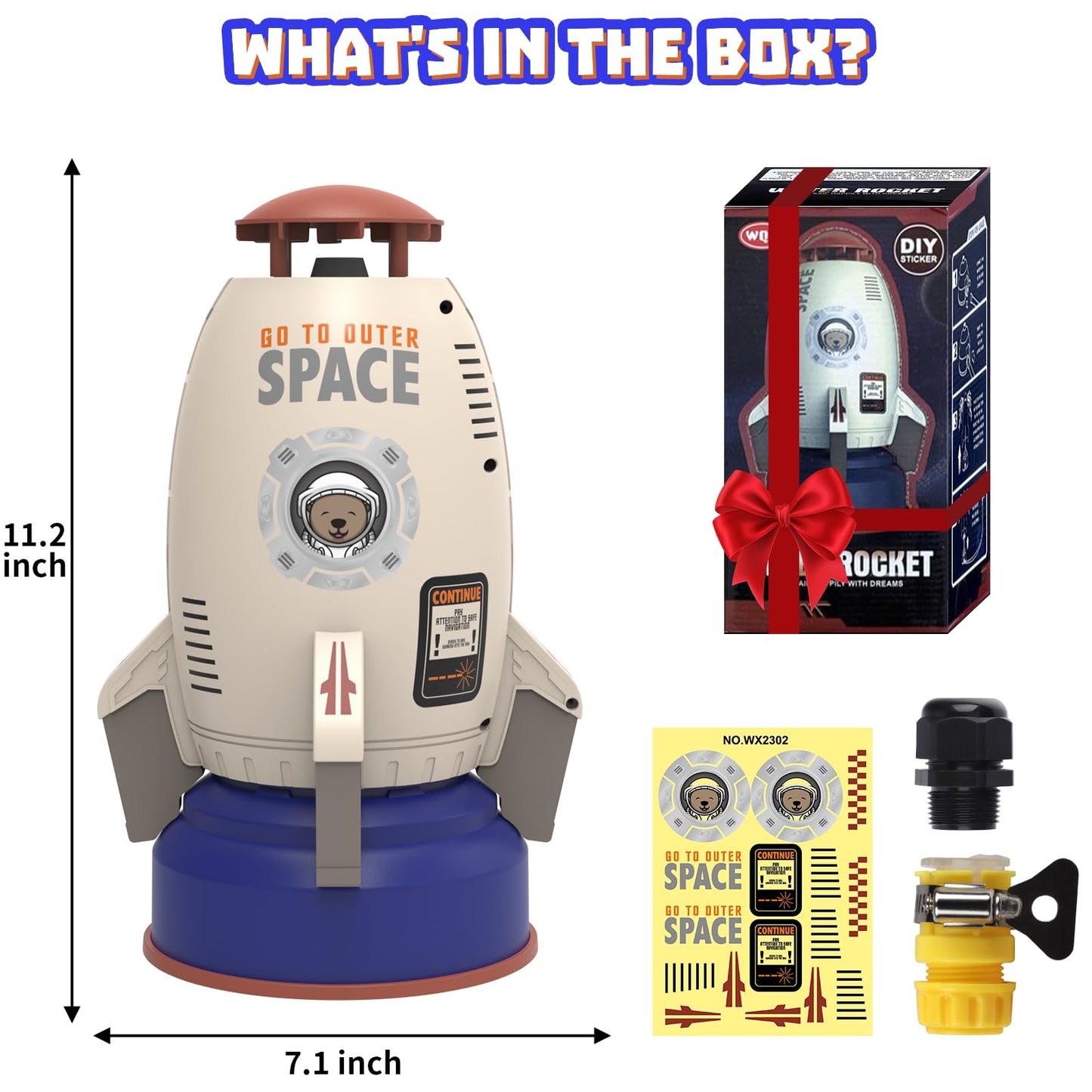Sprinkler Rocket Launcher Toys for Kids - Outdoor Water Toys Water Splash Rocket, Summer Garden Lawns Water Toys Spray 360-Degree Rotation for Boys and Girls 3-12 Year Old Holiday Birthday Gifts