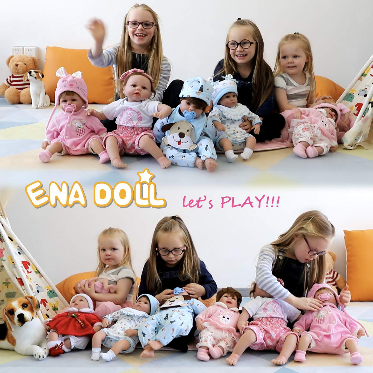 ENADOLL Reborn Baby Doll Realistic Silicone Vinyl Pink Mouse Baby 16 inch Weighted Soft Body Lifelike Doll Gift Set for Ages 3+(Pink Mouse)