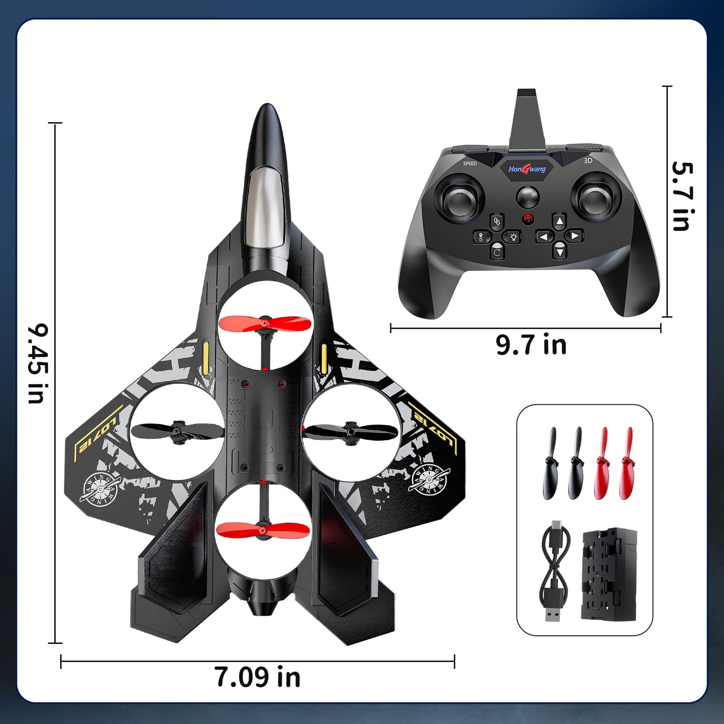 MSKOLER Foam Remote Control Airplane for Kids 8-12, 2.4 GHz RC Plane with Colorful Lights, 360° Flips and Stunt Roll, RC Airplane Toy for Boys and Girls Ages 8-16, Gift for Kids and Adults (Gray)