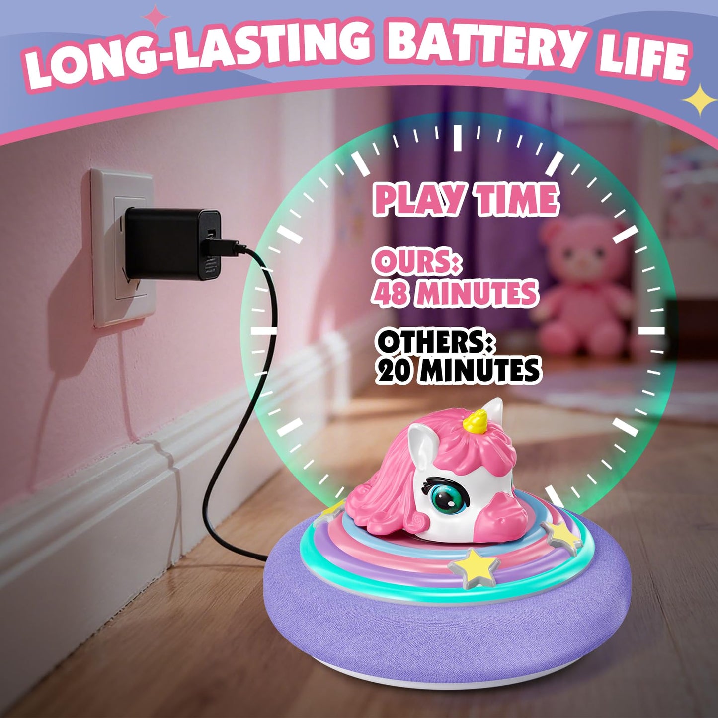 Hover Soccer Ball for Kids, Unicorn Toys for Girls with Light & Music, Indoor Games Birthday for Girls Age 4 5 6 7 8 9 10 11 12 Year Old, Kids Football Sport Toys
