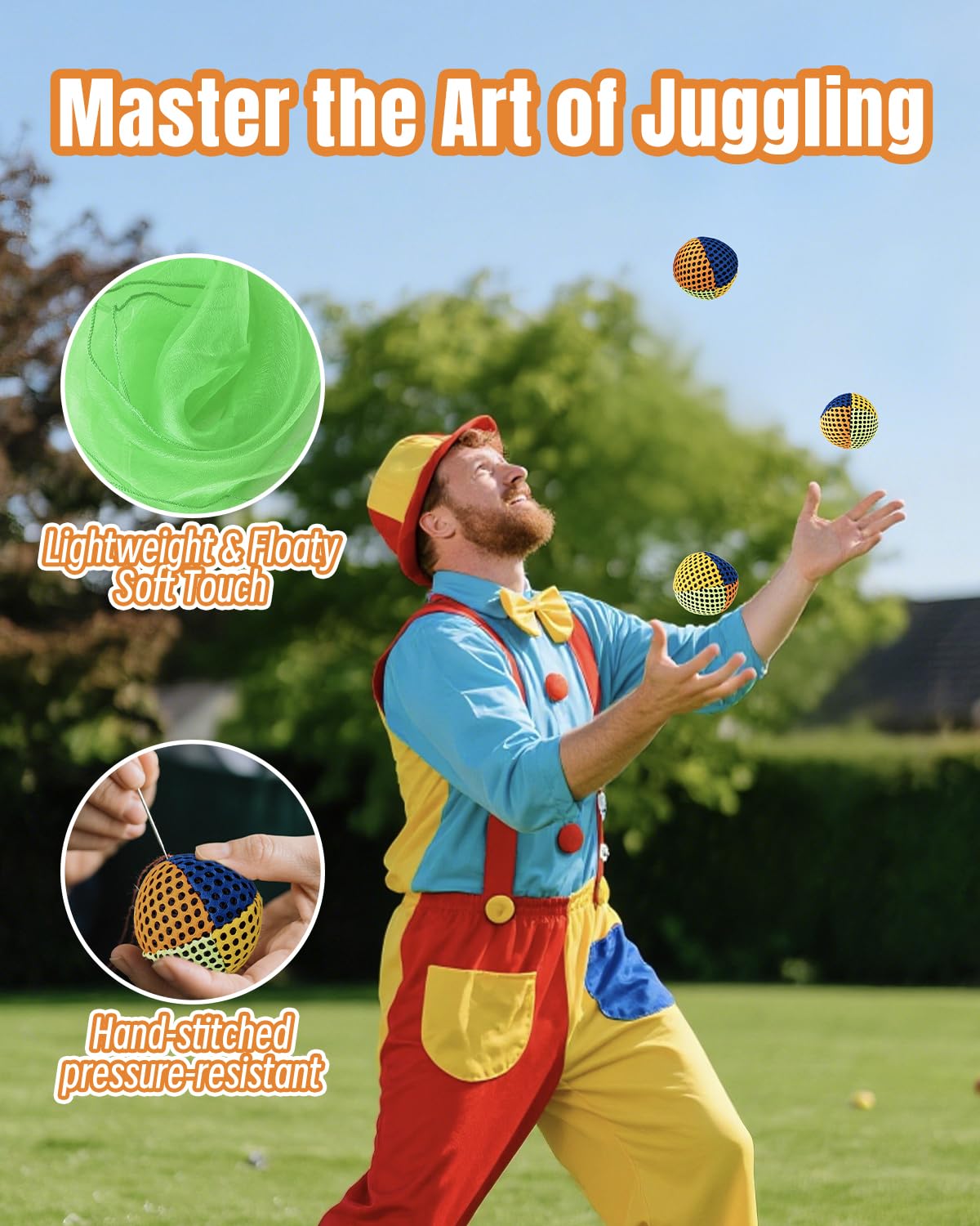 oazoxcx Juggling Starter Set of 3 Juggling Balls 3 Scarves 3 Rings Perfect for Developing Motor and Juggling Skills