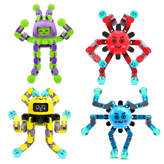 ASIOWELY Transformable Fidget Spinner Toys for Kids and Adults,4 Pcs Sensory Toy for Boys Girl ADHD Stress Relief Toys,Fingertip Gyros Travel Toy Party Favors for Teens Birthdays Gifts Easter Present