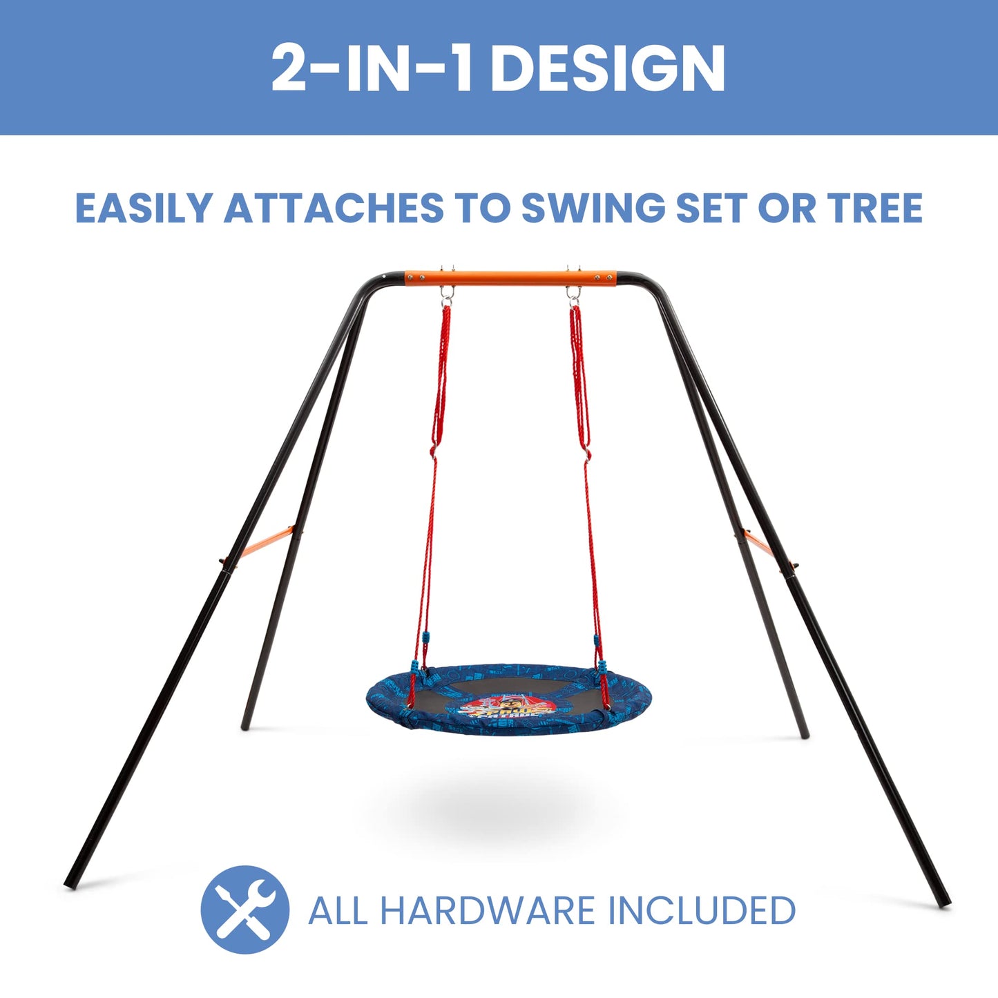 Delta Children PAW Patrol 40-Inch Saucer Swing for Kids – Attaches to Swing Sets or Trees – Includes All Necessary Hanging Hardware & Rope