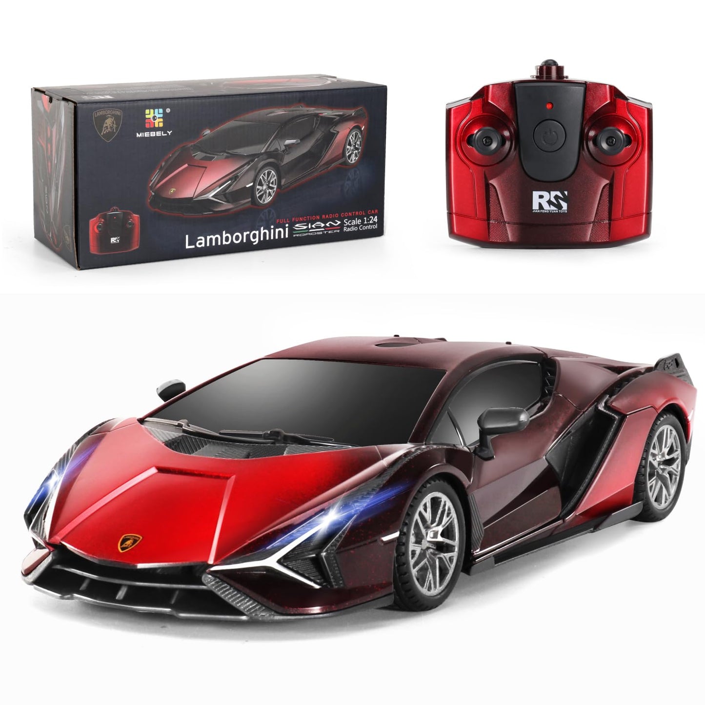MIEBELY Lamboghini RC Car - 1:24 Scale Lambo Toy Car 3.7V 500mAh, Sián Fast Remote Control Car for Boys 8-12, Rc Race Model Birthday Gifts for Kids Adults Boys Girls Age 6-12 Year Old