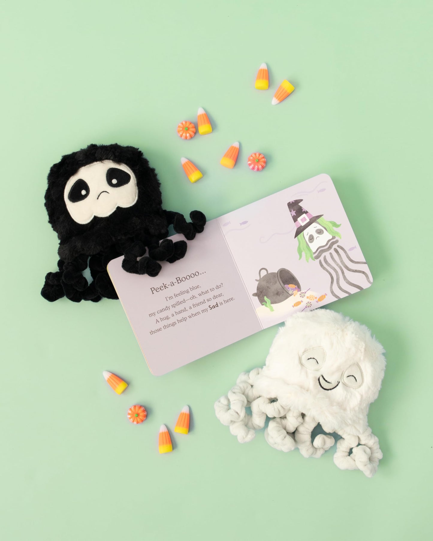 Slumberkins Peek-A-Boo Feelings Jellyfish Set - Promotes Emotion Identification, Curiosity & Bravery - Includes Board Book & 2 Limited Edition Jellyfish Mini Plush Toys