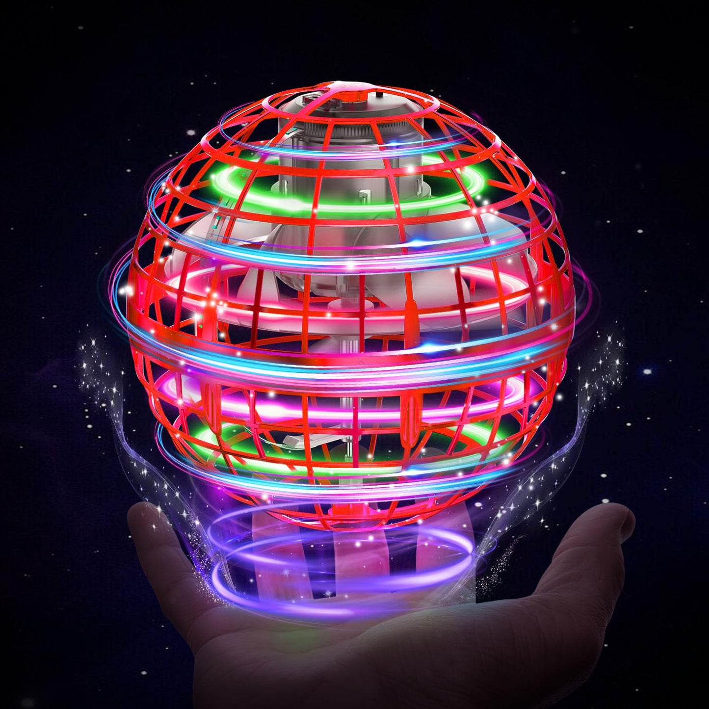 XINHOME Flying Ball Orb Toys Hover Soaring Flying Toy Globe Shape Magic Boomerang Spinner Hand Controller Mini Drone for Kids Adults Outdoor Indoor (Red)