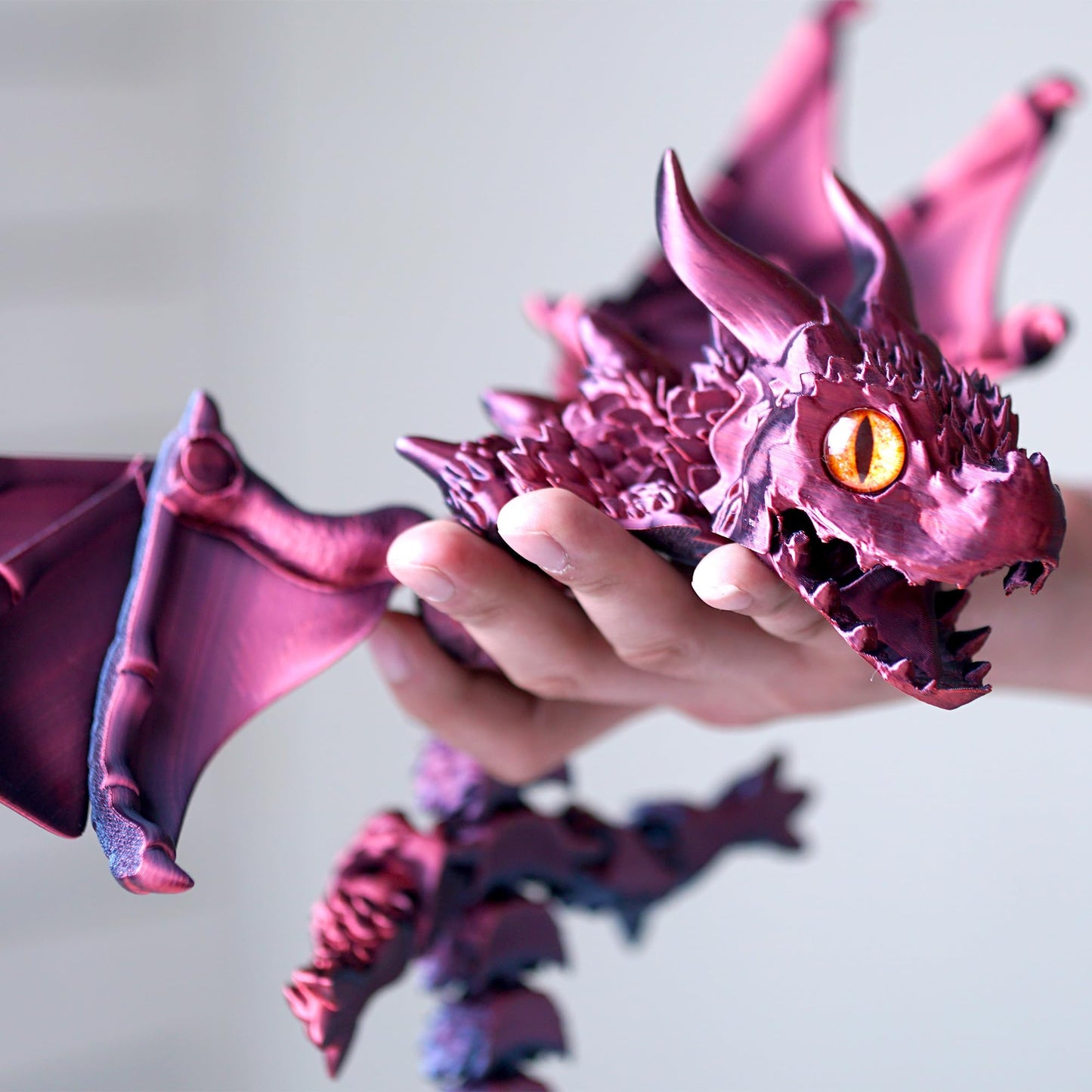 22inch 3D Printed Dragon with Wing,Cool Flying Dragon Movable Mouth,Flexible Joint Animal lacertid Pterosaur Figurines,Home Office Decor,Fidget Toys for Adults Teens,Surprise Fantasy Gifts (RBL)