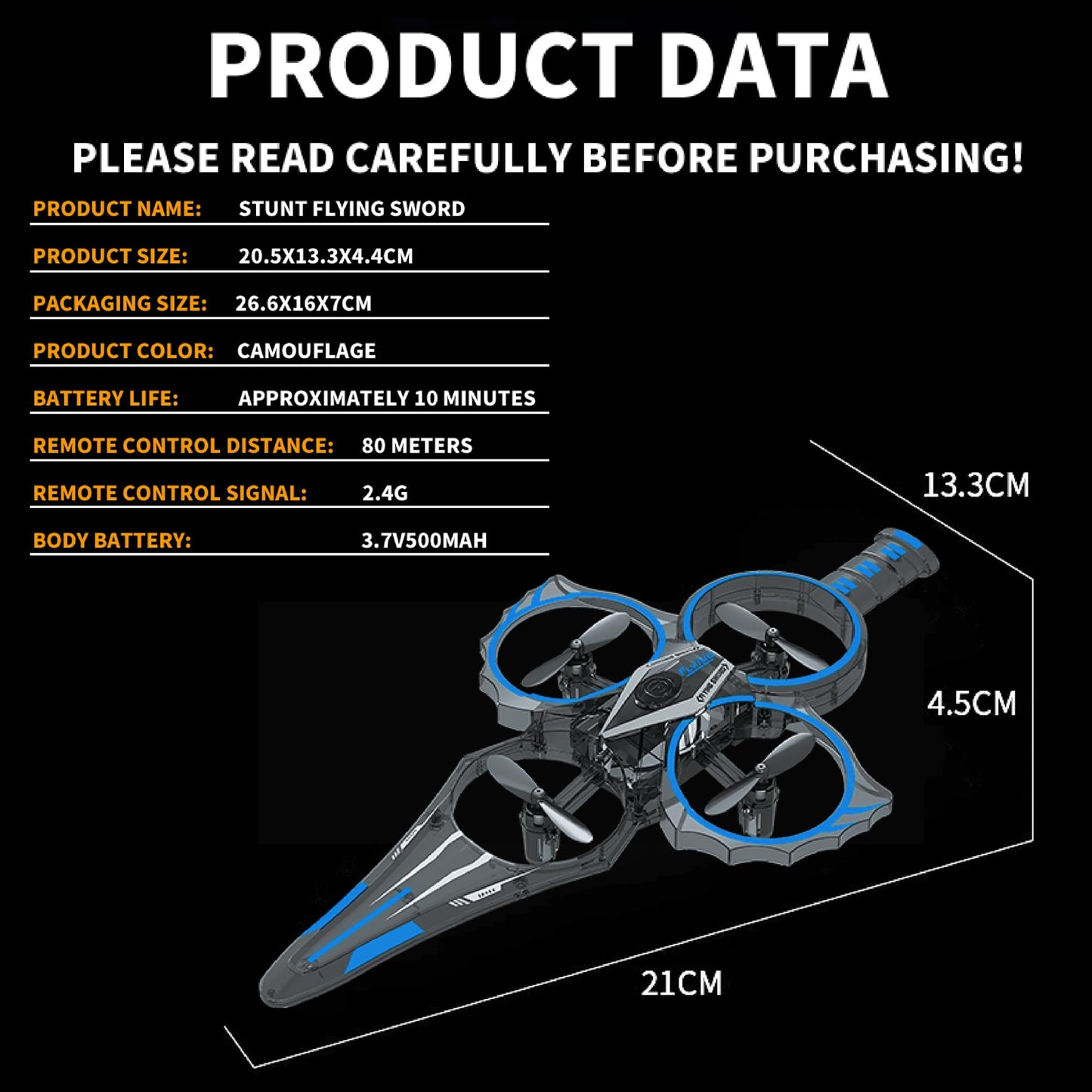 Virellia Flying Sword RC Airplane, Gesture Control Airplanes for Kids Adult 8-16, Remote Control Drone Sword with Light, 360° Flip Fighter Jet Toy, Gravity Sensing, Stunt Roll, Gift for Boy Girl, Blue