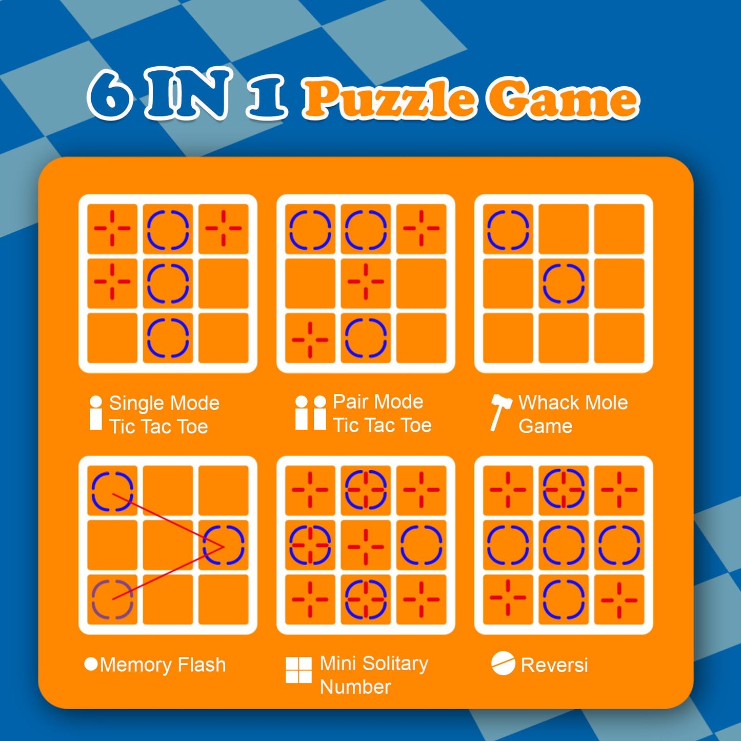 COUOMOXA for tic tac Toe Game: Upgraded 6-in-1 Sensory Toy with Mute - Electronic Portable Console Game Kids and Adults Age 6-12 Years Old Travel - Birthday Gift for Boys Girls