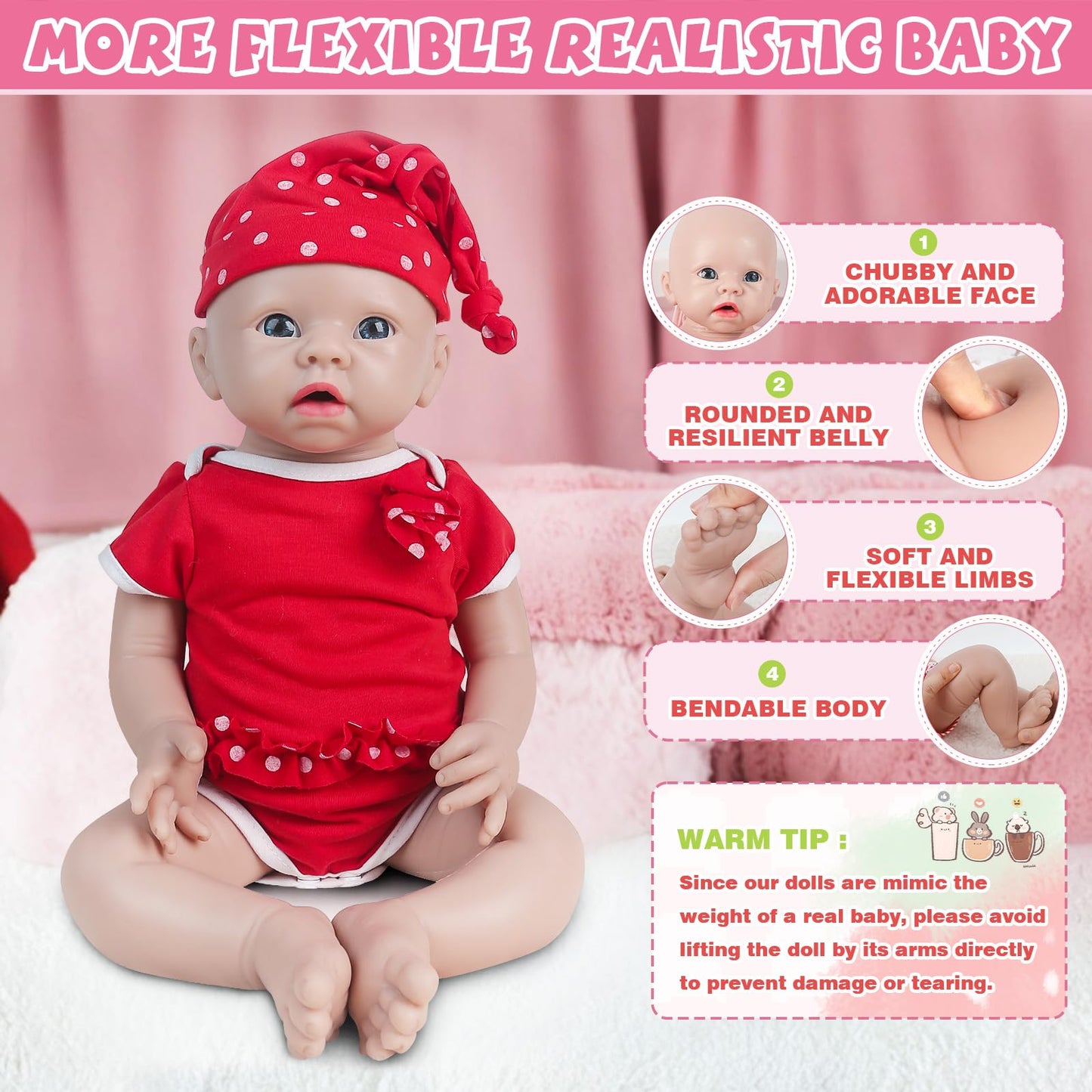 IVITA 14 inch Silicone Baby Dolls Girl Weighted 2.92 lb,[NOT Vinyl],Silicone Full Body Reborn Realistic Lifelike Real Life Newborn Soft Babies with Complete Accessories & Gift Box for Kids Age 3+