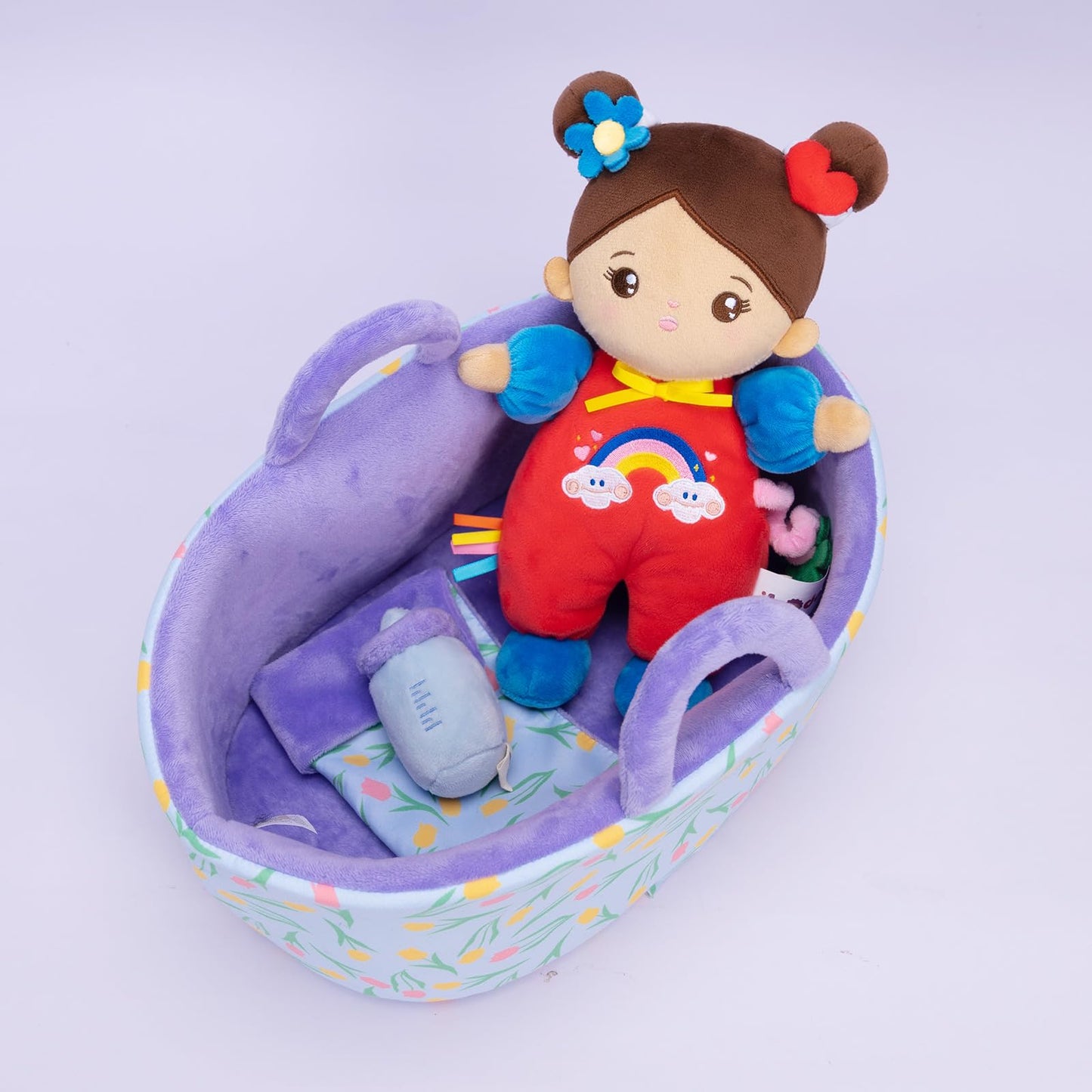 OUOZZZ 10" Soft Baby Doll Set, Hispanic Baby Doll Accessories Toys for 2 Year Olds Girls Birthday Gift, Interactive Pretend Playset for Preschool, Home