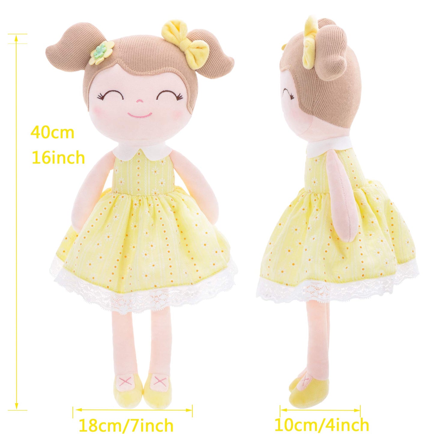 Gloveleya Baby Girl Spring Plush Doll – Soft Snuggle Doll, Cute Toddler Gift with Gift Box, First Baby Doll for Girls, Birthday, Christmas & Holiday Present