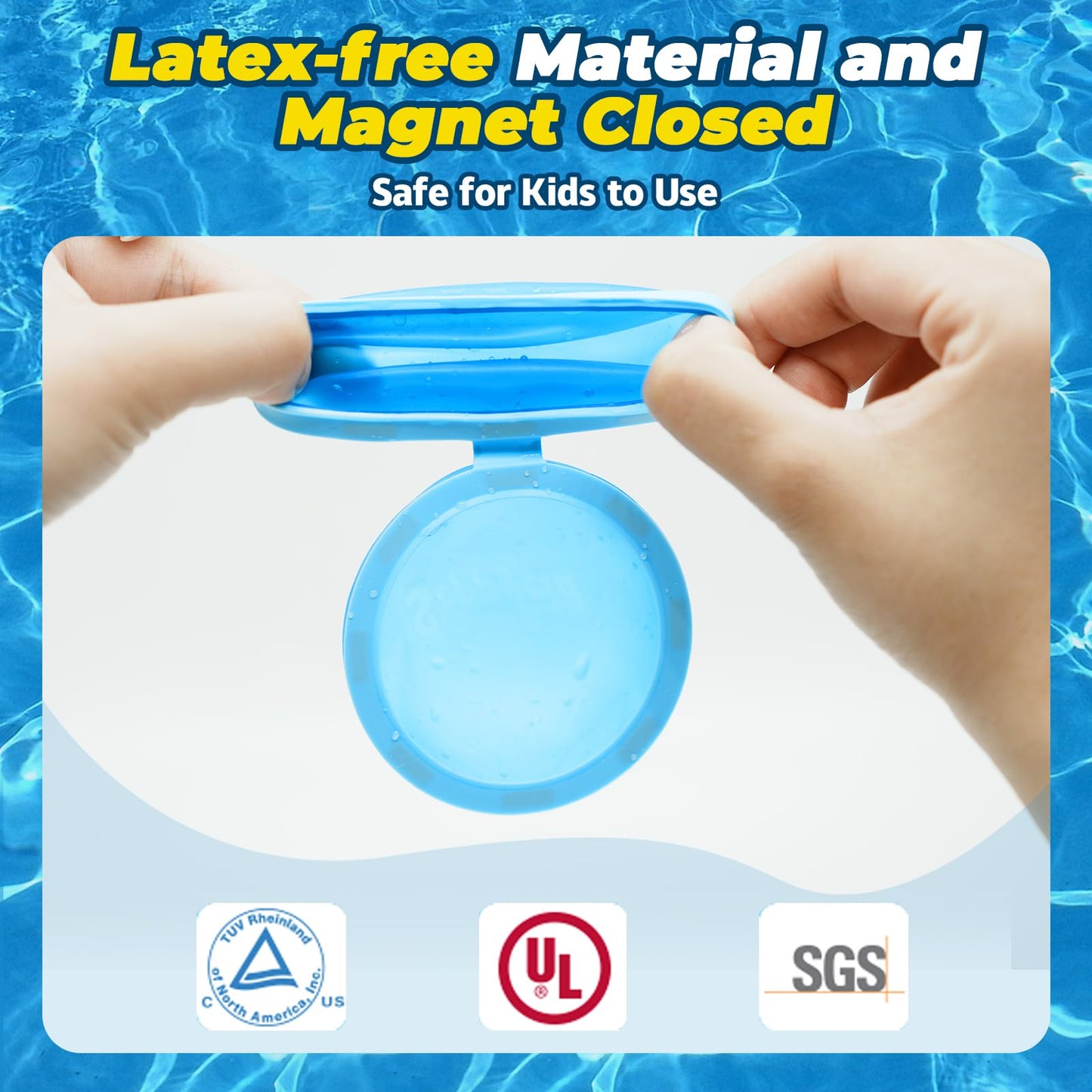 WABALLO 8 Pcs Reusable Water Bomb with Mesh Bag, Magnetic Self Sealing Water Splash Ball Quick Fill, Outdoor Pool Beach Toys for Kids Ages 3-12