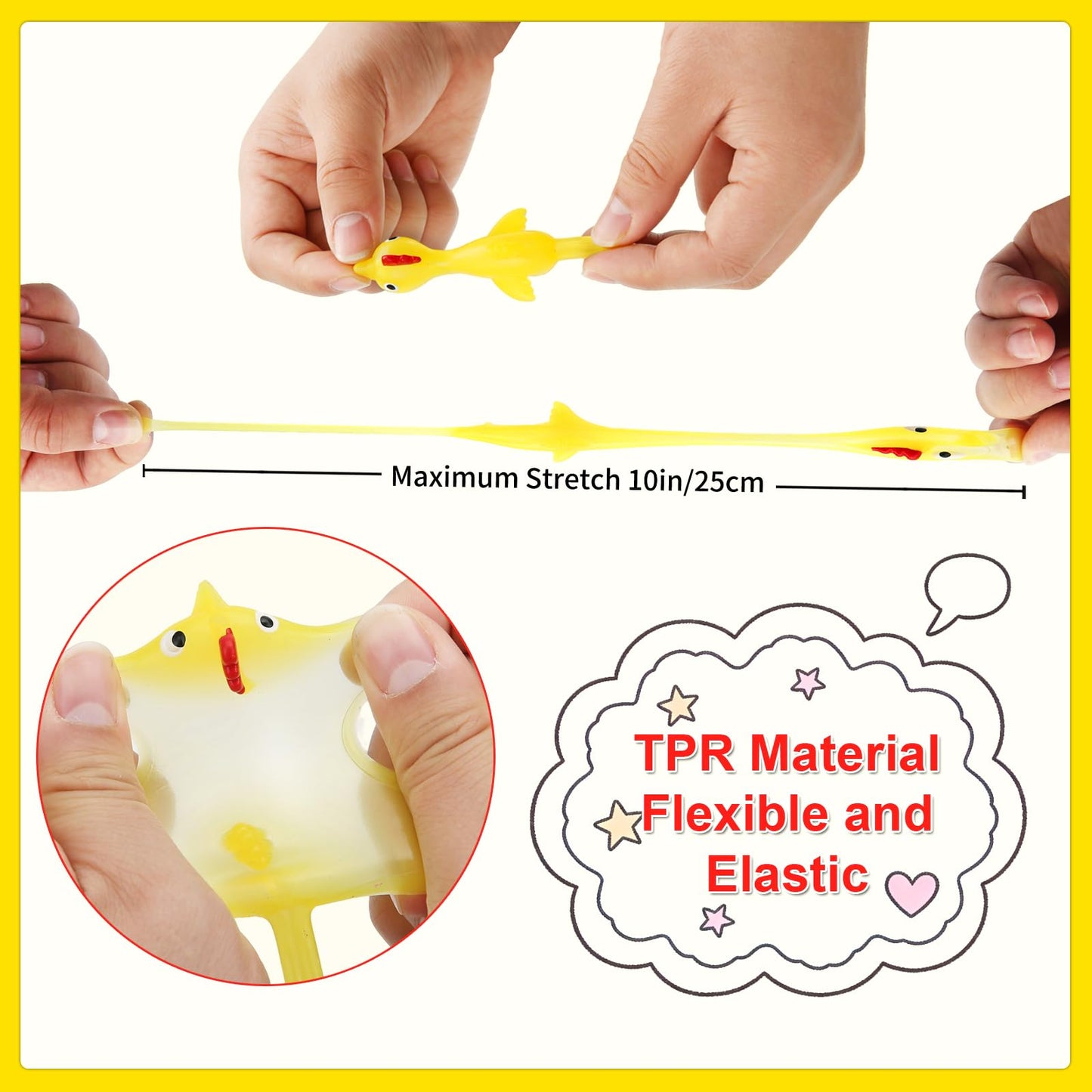 Mantyplay 48 Pcs Slingshot Rubber Chicken Finger Toys, Funny Gag Gifts for Kids Party Favors, Sticky Rubber Chicken Fidget Toys, Treasure Box Toys Classroom Prizes for Boys Girls