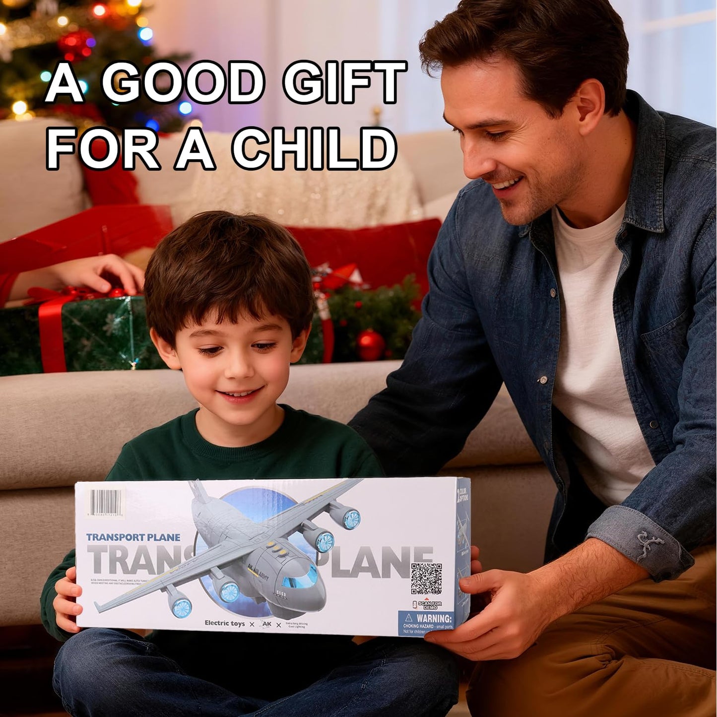 Military Transport Aircraft | Kids Airplane Toy with Light and Sound Effects | Cargo Plane Toy in Army Green | Army Toys for Boys | Military Toys for Toddlers | Holiday & Birthday Gift for Kids