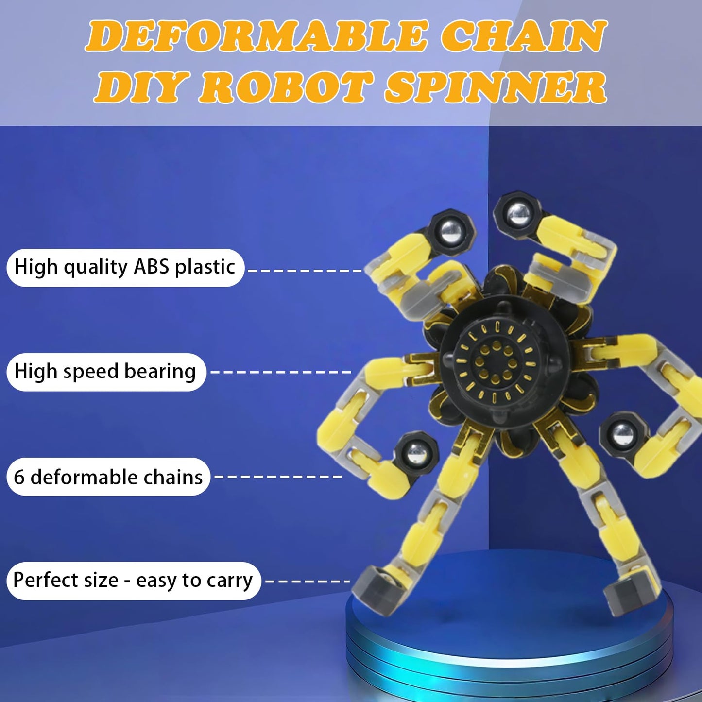 24Pcs Transformable Fidget Spinners Toys- Deformable Fingertip Gyro Stress Relief Sensory Toys, Easter Party Favors & Birthday Gifts for Kids Adults Boys Girls