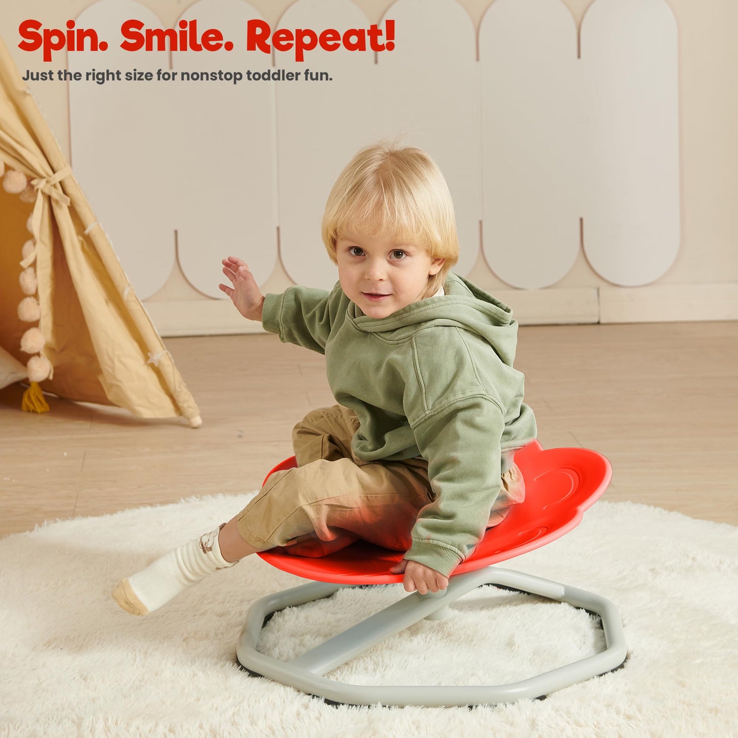 Almast Kids Spinning Chair for Autistic Kids – (Red) Cat’s Paw Shape Sensory Spinning Chair | Indoor Autism Toy | Ages 3+ | 220 lbs Capacity