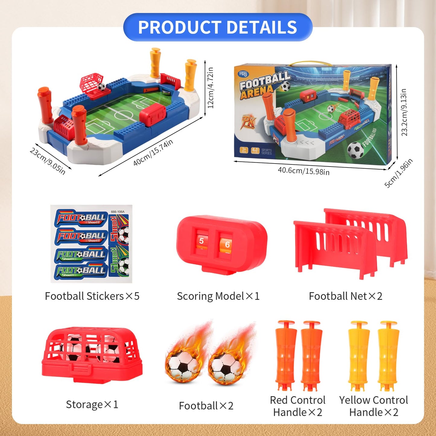 Foosball Table Soccer Board Game for Kids, Mini Football Games Set Gifts Toys for Indoor Sports Family Playroom Party Game Interactive Birthday Sports Gift for Boys Girls 3 4 5 6 7 8-12
