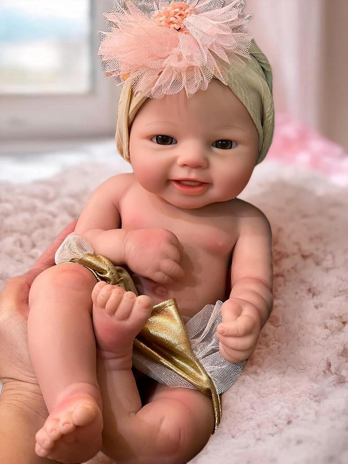 Abenduot Silicone Baby Doll - 15" Reborn Baby Dolls Silicone Full Body, Anatomically Correct Newborn Real Life Baby Doll with Feeding Kit & Box for Kids Age 3+