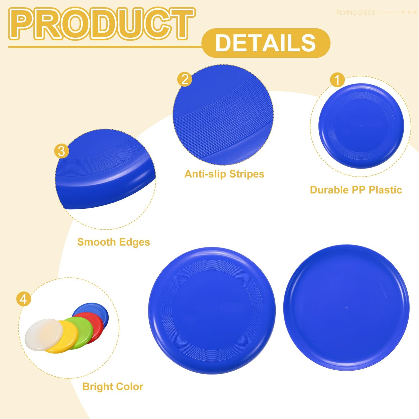 PATIKIL Flying Disc 9 Inch, 5 Pack Colorful Plastic Flying Disk Flyer for Outdoor Sports Training Playing Lawn Game, Blue
