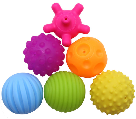 FIVOENDAR 6 Pack Sensory Balls for Kids, Soft & Textured Massage Balls Set Develops Kid's Tactile Senses