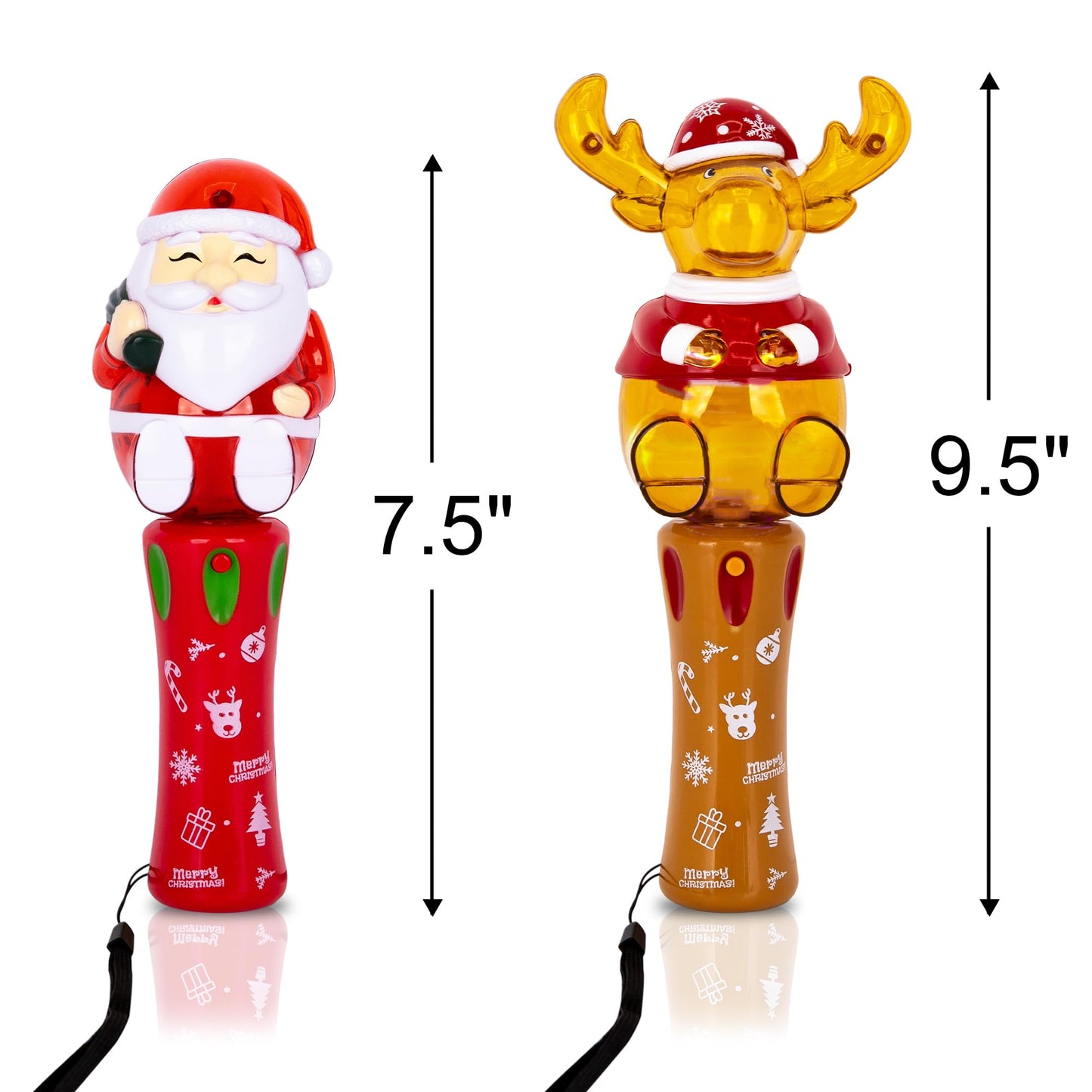 ArtCreativity Christmas Light Up Spinner Wands – Set of 4 Festive Designs with Multicolored LEDs – Fun Christmas Light Up Toys and Spinning Wands for Kids, Great Holiday Stocking Stuffers and Gifts