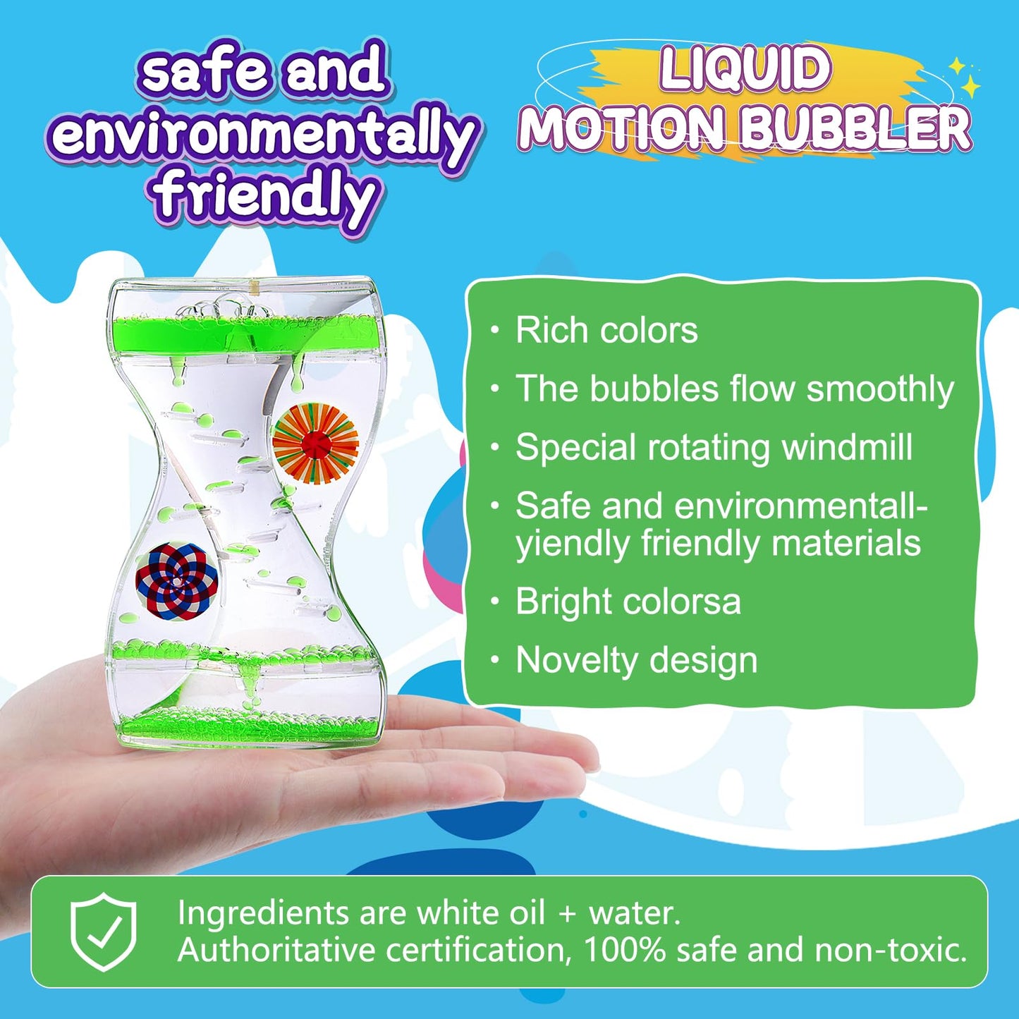 Beffkkip 3Pack Liquid Motion Bubbler Timer for Caliming Sensory Toys, Autism Toys,Fidget Toy, Children Activity, Novelty Gifts,Holiday Stocking Stuffers, ADHD Office Home Desk Decorations